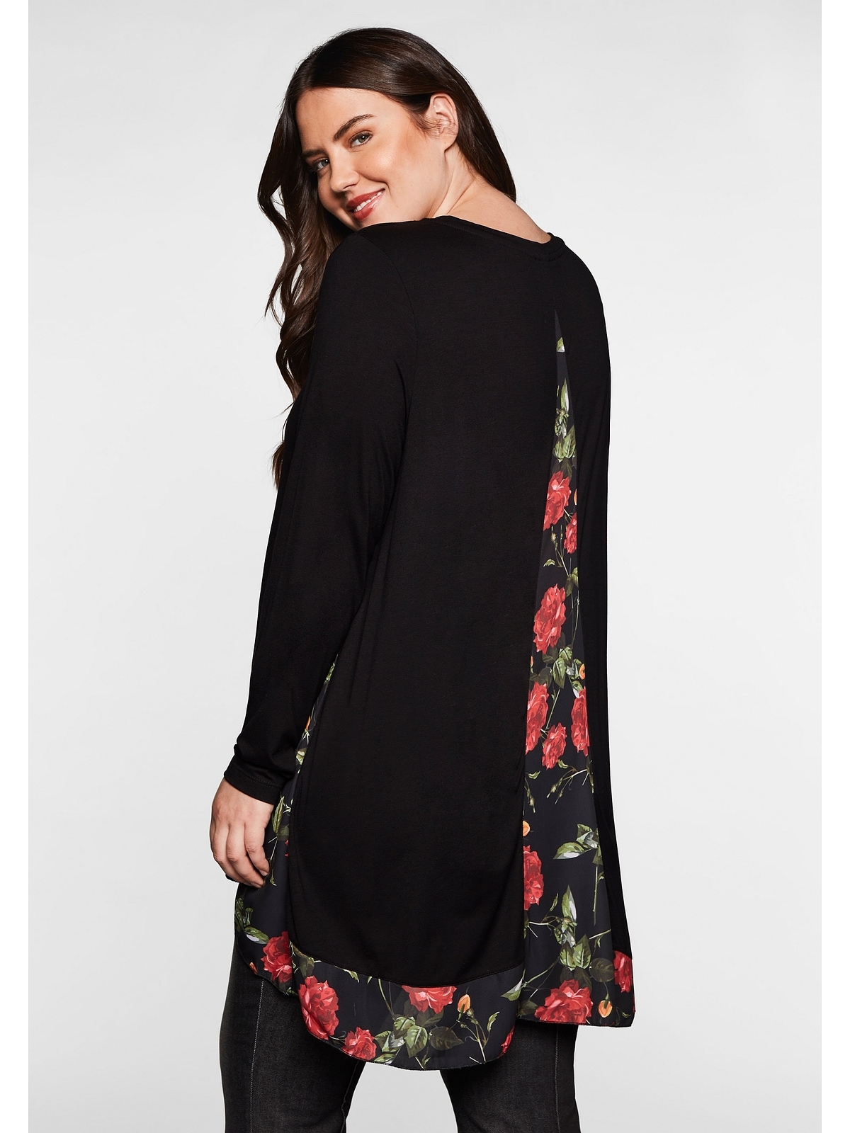 sheego by Joe Browns Longshirt "Große Größen", mit floral bedruckten Einsät günstig online kaufen