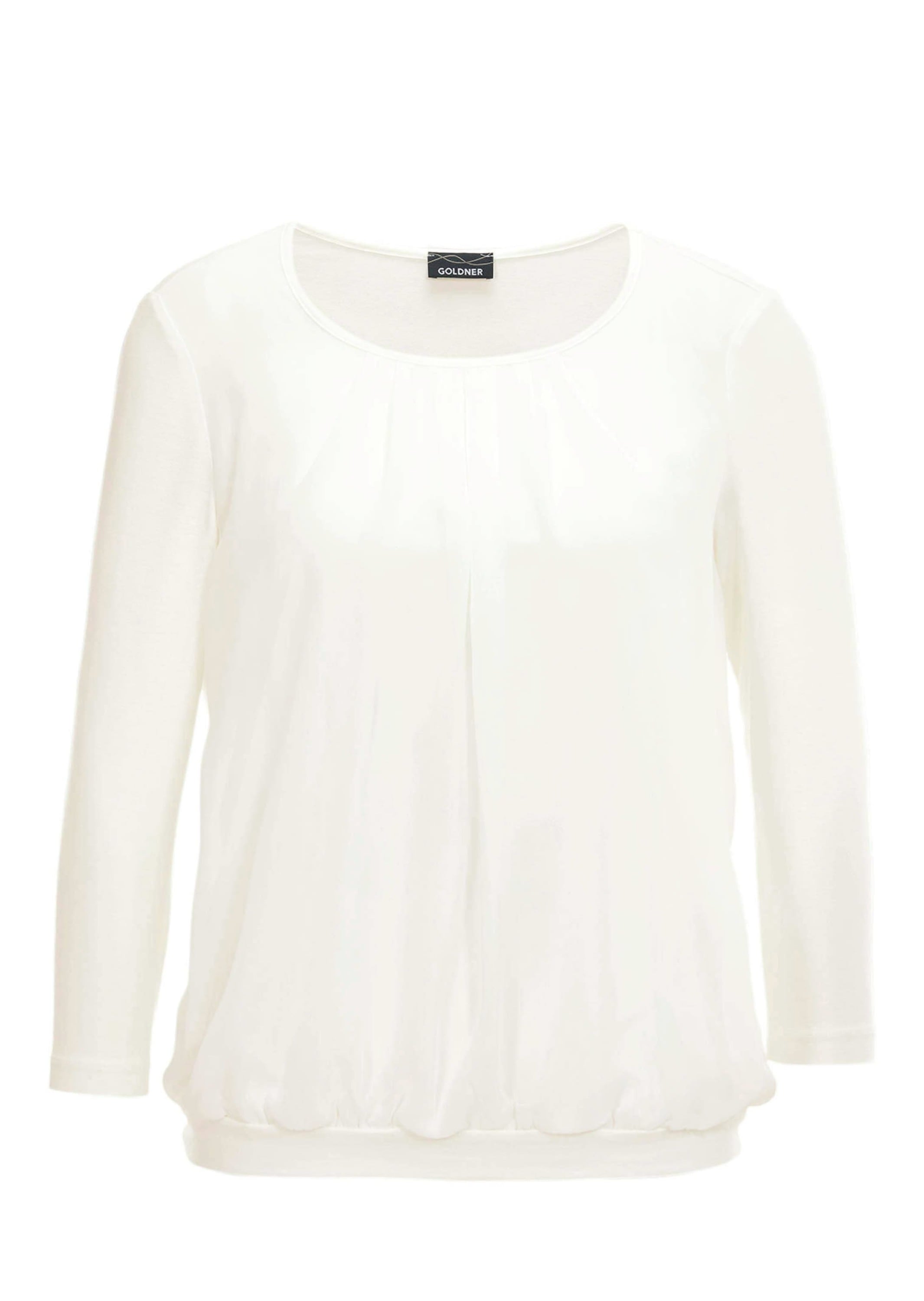 GOLDNER Kurzarmbluse »Chiffon-Shirt mit 3/4-Arm, Rundhals«