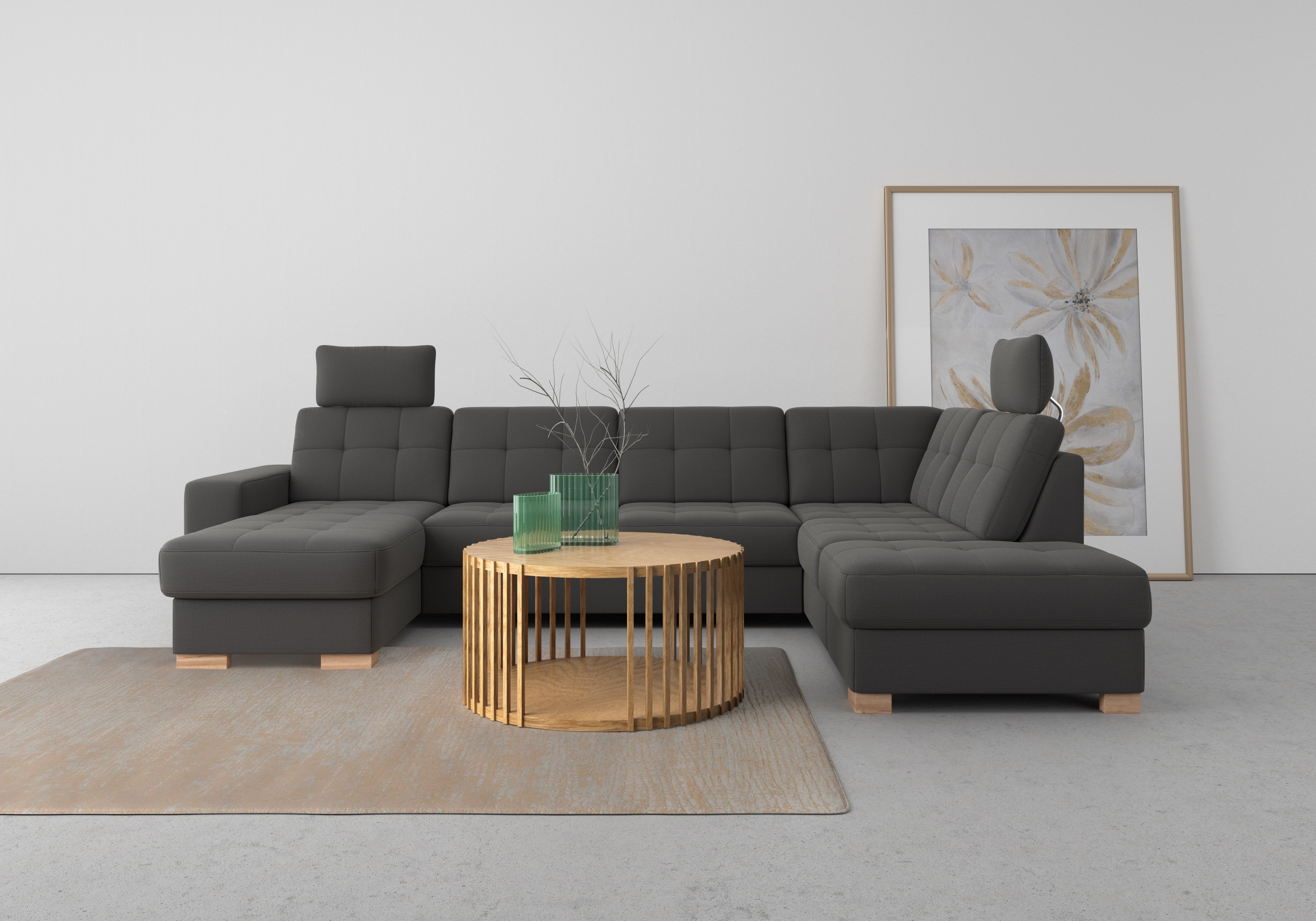 sit&more Wohnlandschaft "Quincy U-Form" wahlweise mit Schlaffunktion und Bettkasten