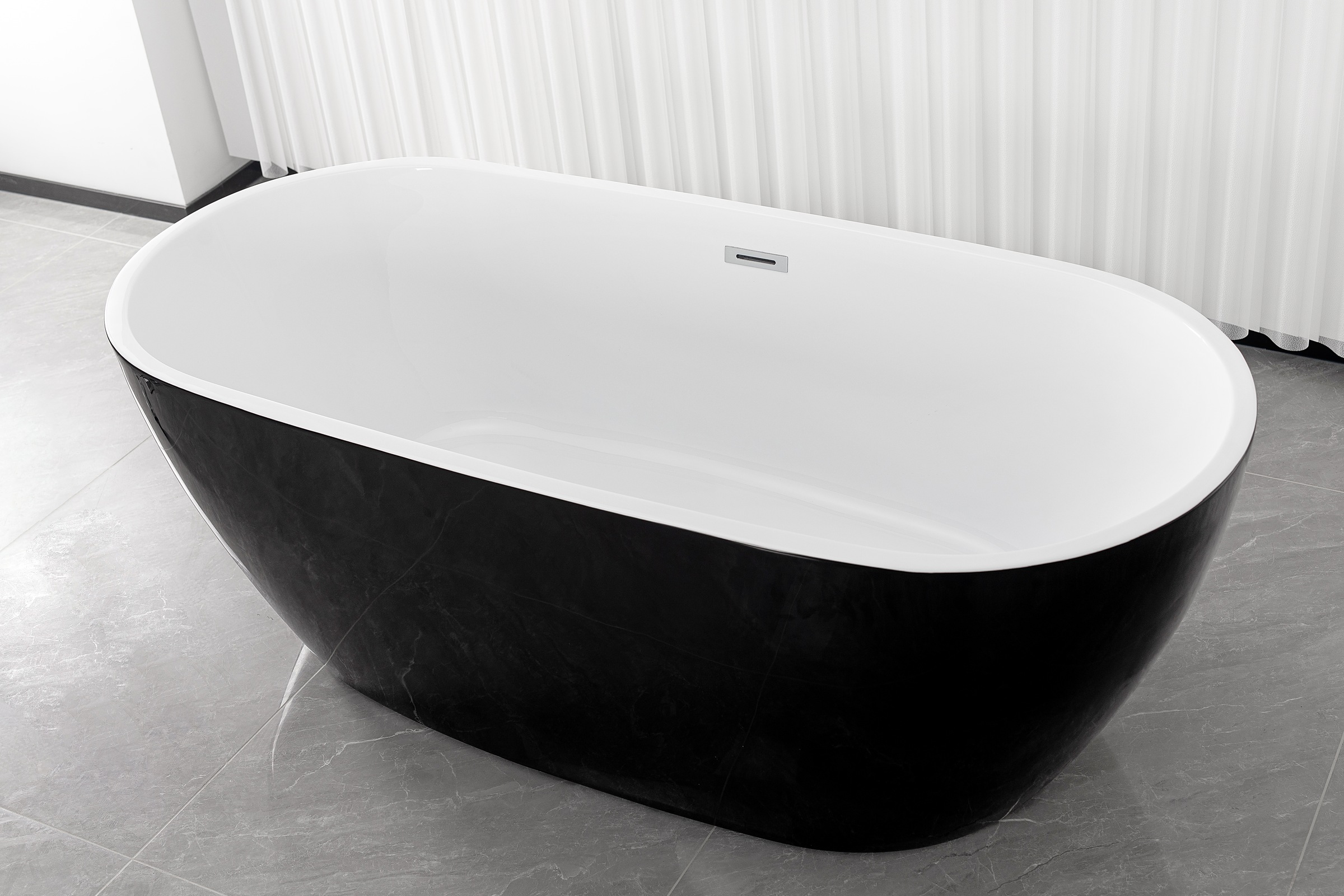 Badewanne SANOTECHNIK, B:80cm H:61cm L:175cm, schwarz, Acryl, Badewannen, "CUBA", 175x80x61cm, aus Acryl
