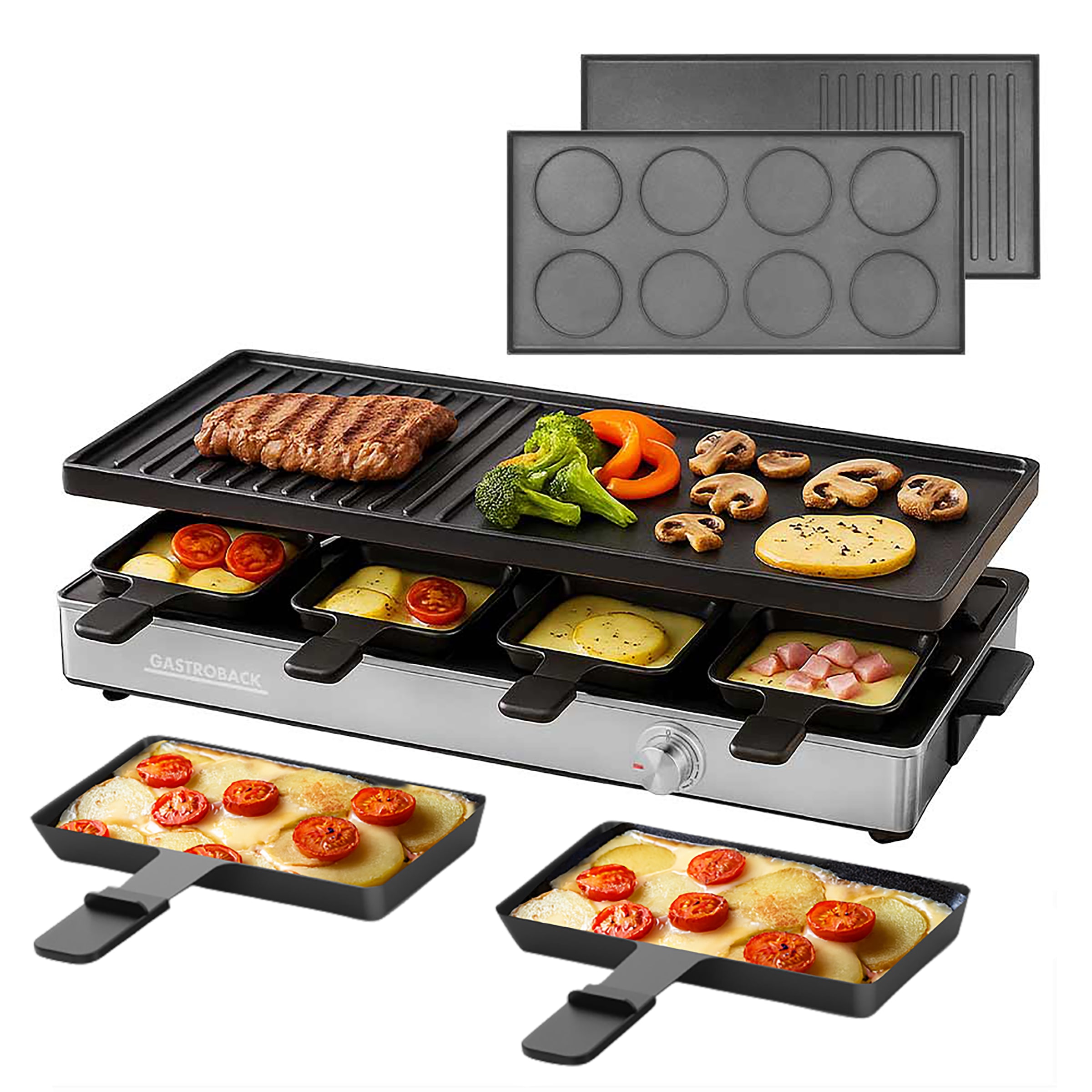 Gastroback Raclette "Raclette Grill & Pancake Station" 12 Stk. Raclettepfän günstig online kaufen