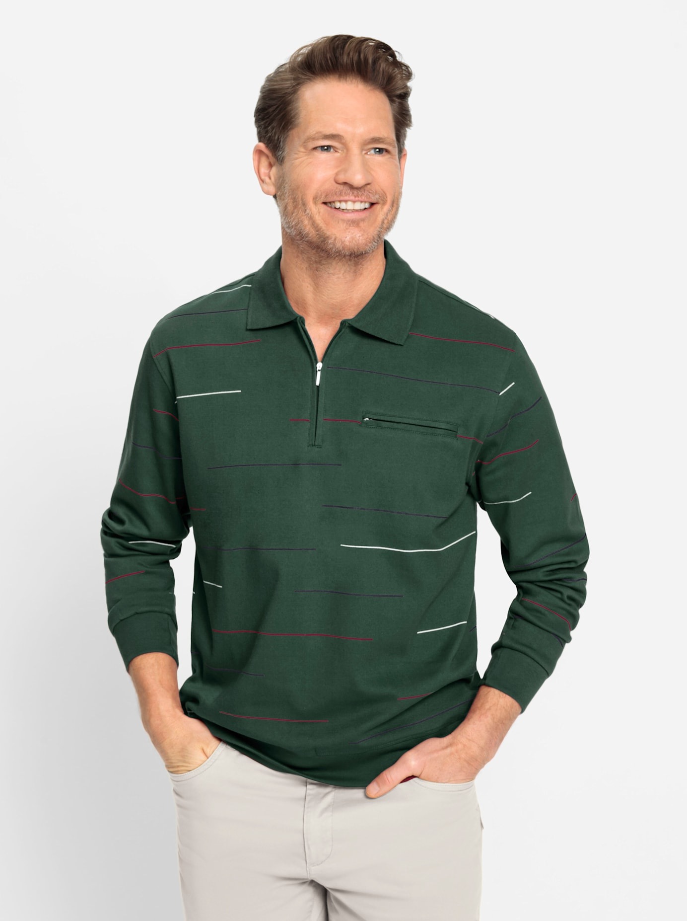 Marco Donati Langarm-Poloshirt "Sweatshirt", 1 Stk. günstig online kaufen