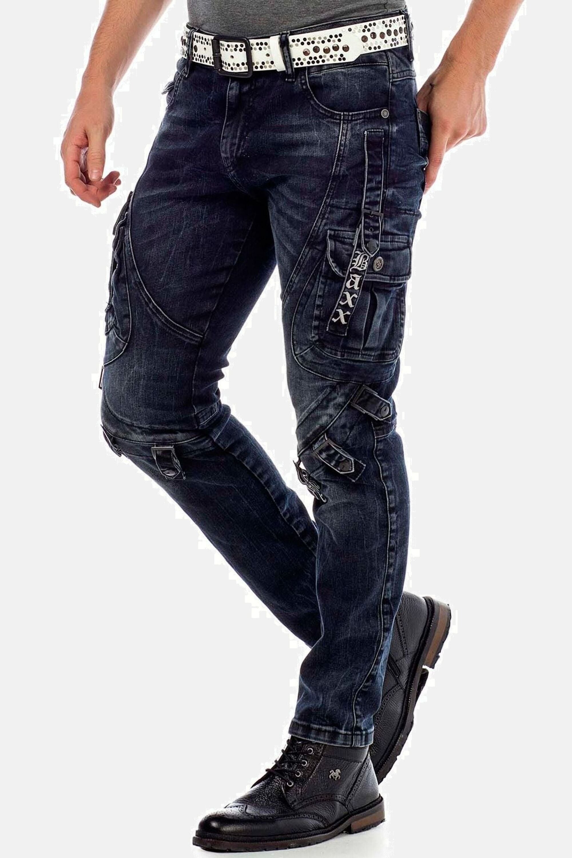 Cipo & Baxx Cargojeans »Jeans«, mit Verschlussschnallen und Stickereien, CD-440