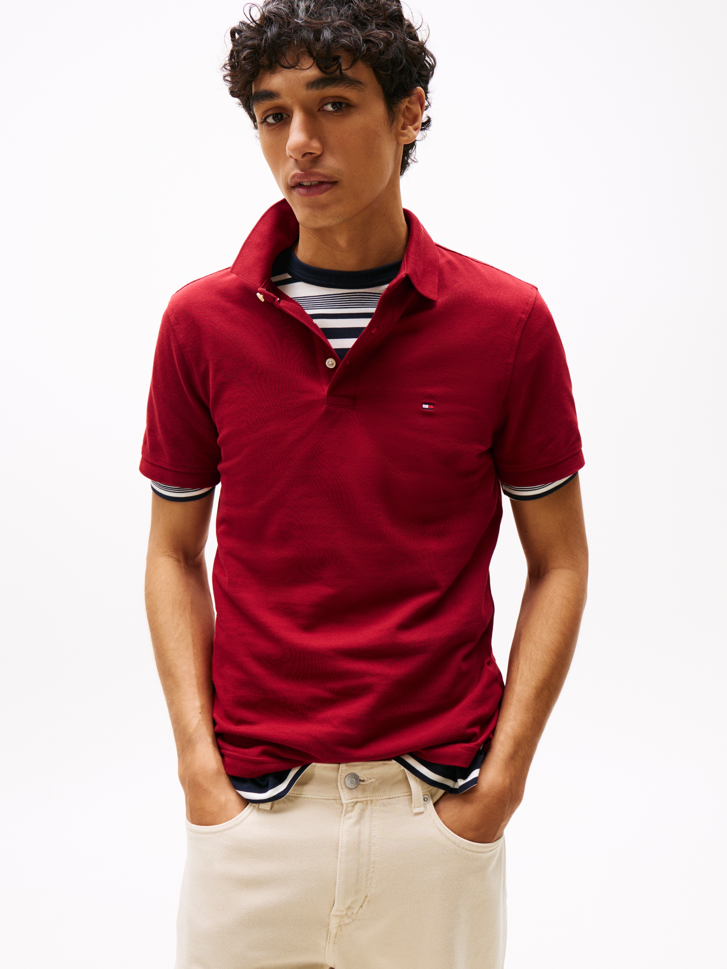 Tommy Hilfiger Poloshirt "1985 SLIM POLO", Markenstickerei, aus Baumwoll-Pi günstig online kaufen