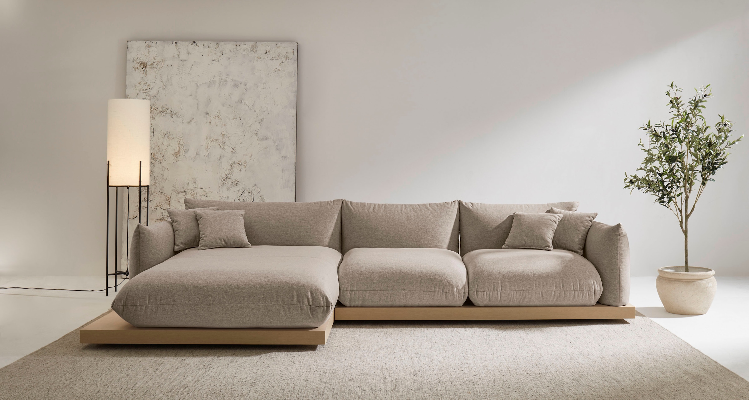 OTTO home Ecksofa "Kalix, Polsterecke mit kräftigem Holz-Plateau, moderne C günstig online kaufen