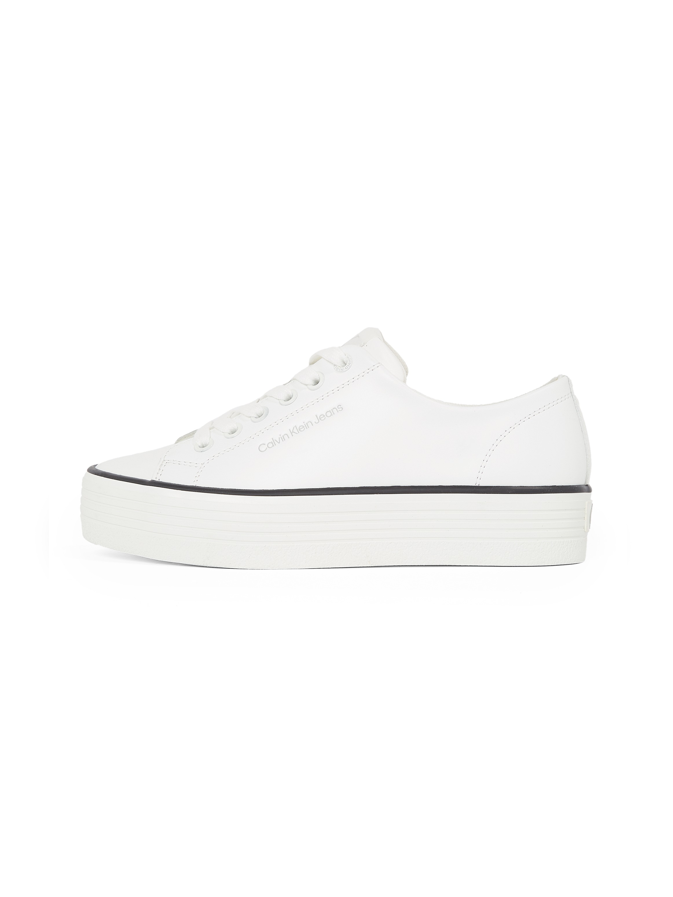 Calvin Klein Jeans Sneaker »BOLD VULC FLATF LOW LTH IN«, Halbschuh, Schnürschuh, Freizeitschuh mit CK-Logo an der Ferse