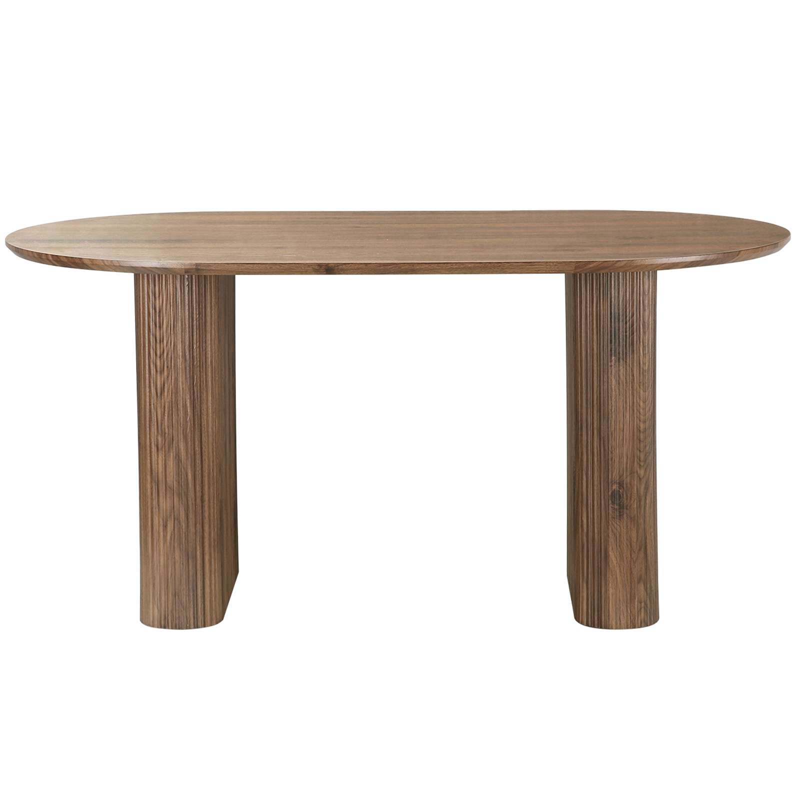 Esstisch OTTO HOME "Bostonia", braun, braun, braun, B:160cm H:76cm T:90cm, Tische, Esstisch, ovaler Esstisch, Beine mit Rillenstruktur, pflegeleicht, Höhe 76 cm 3