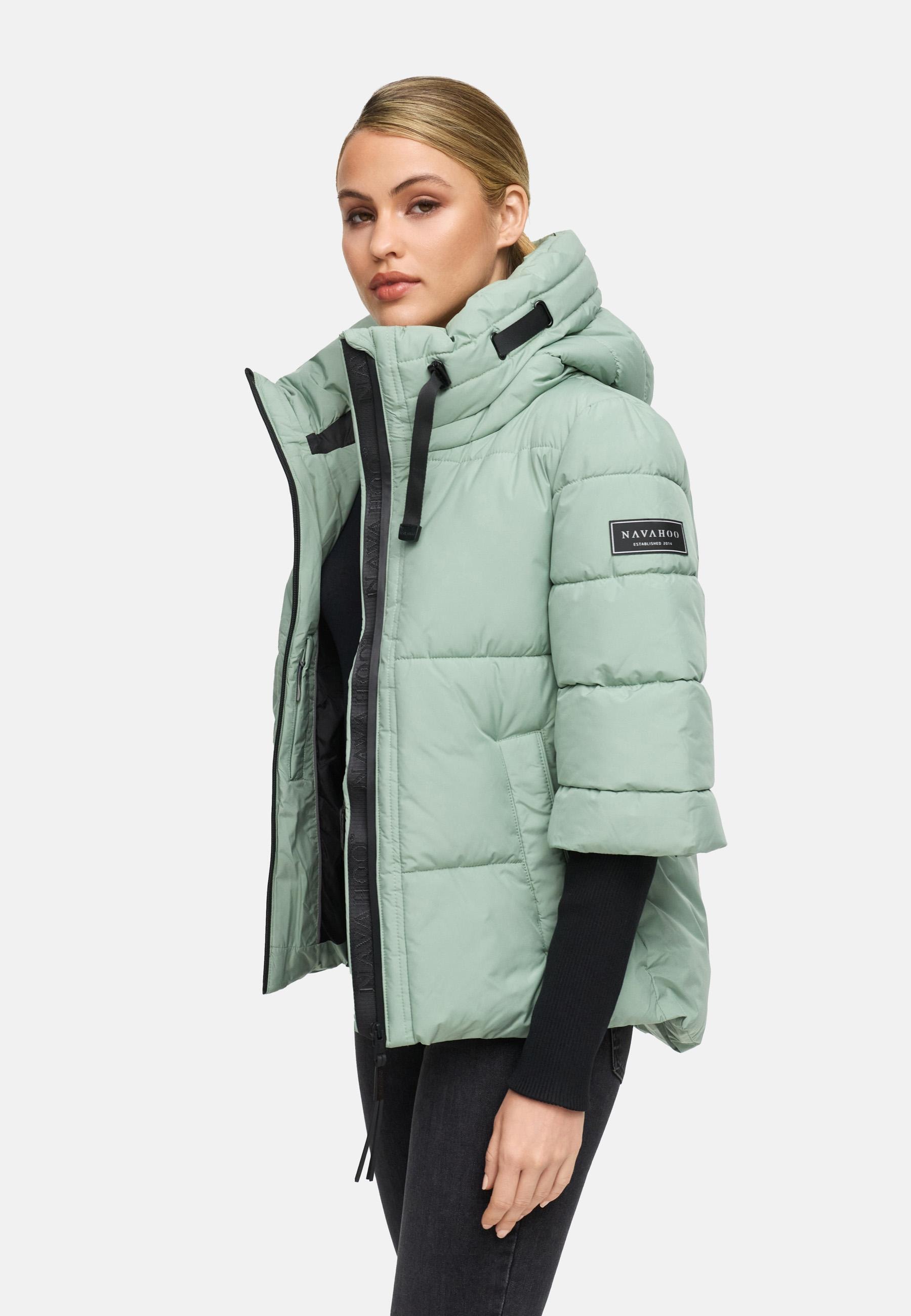 Navahoo Steppjacke »Lotusherz XIV«, mit Kapuze, Warme gesteppte Winterjacke mit Rippstrickärmeln
