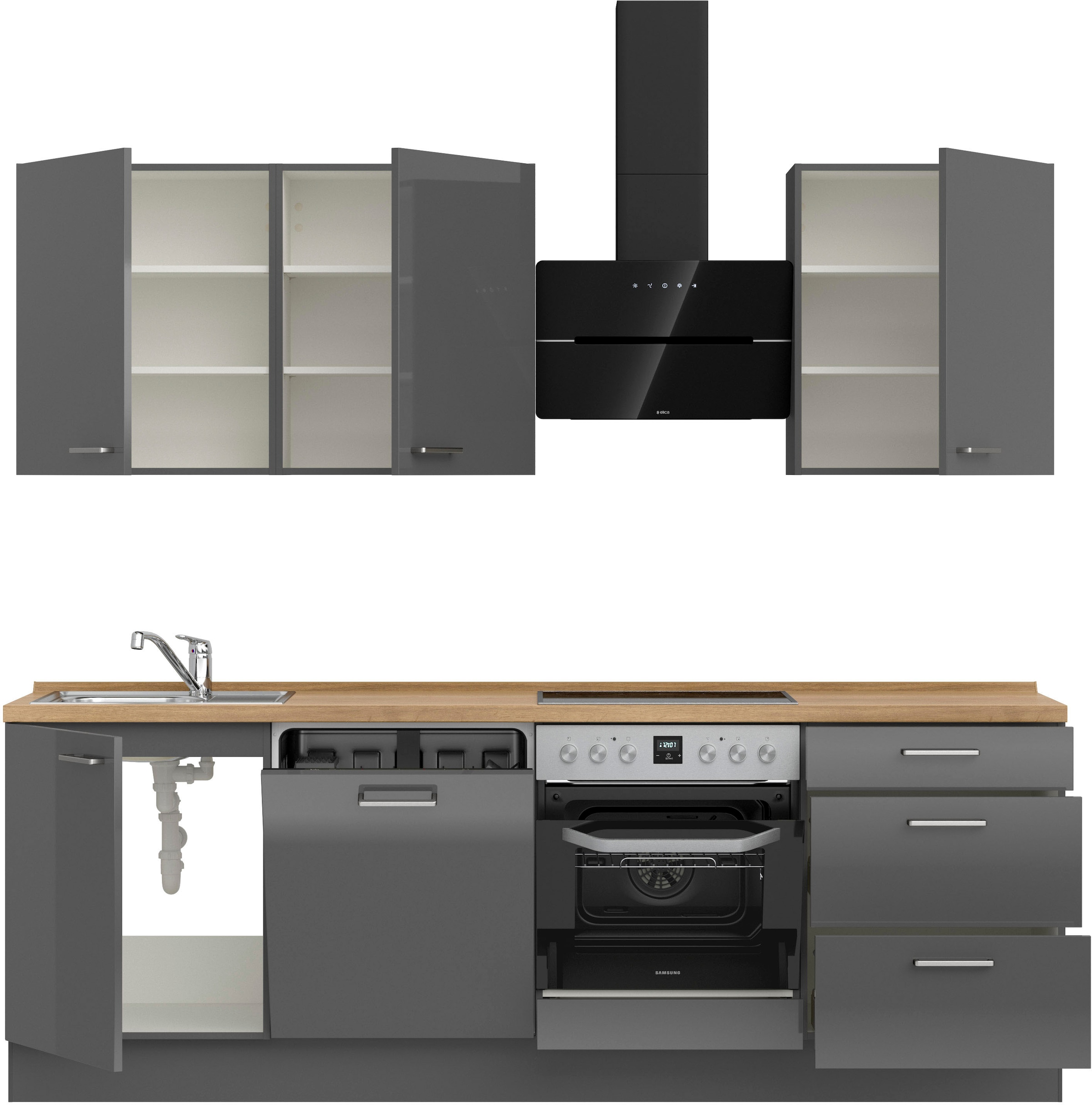 nobilia® Küchenzeile »"Flash II"«, vormontiert, Ausrichtung wählbar, Breite 240 cm, wahlw. mit E-Geräten