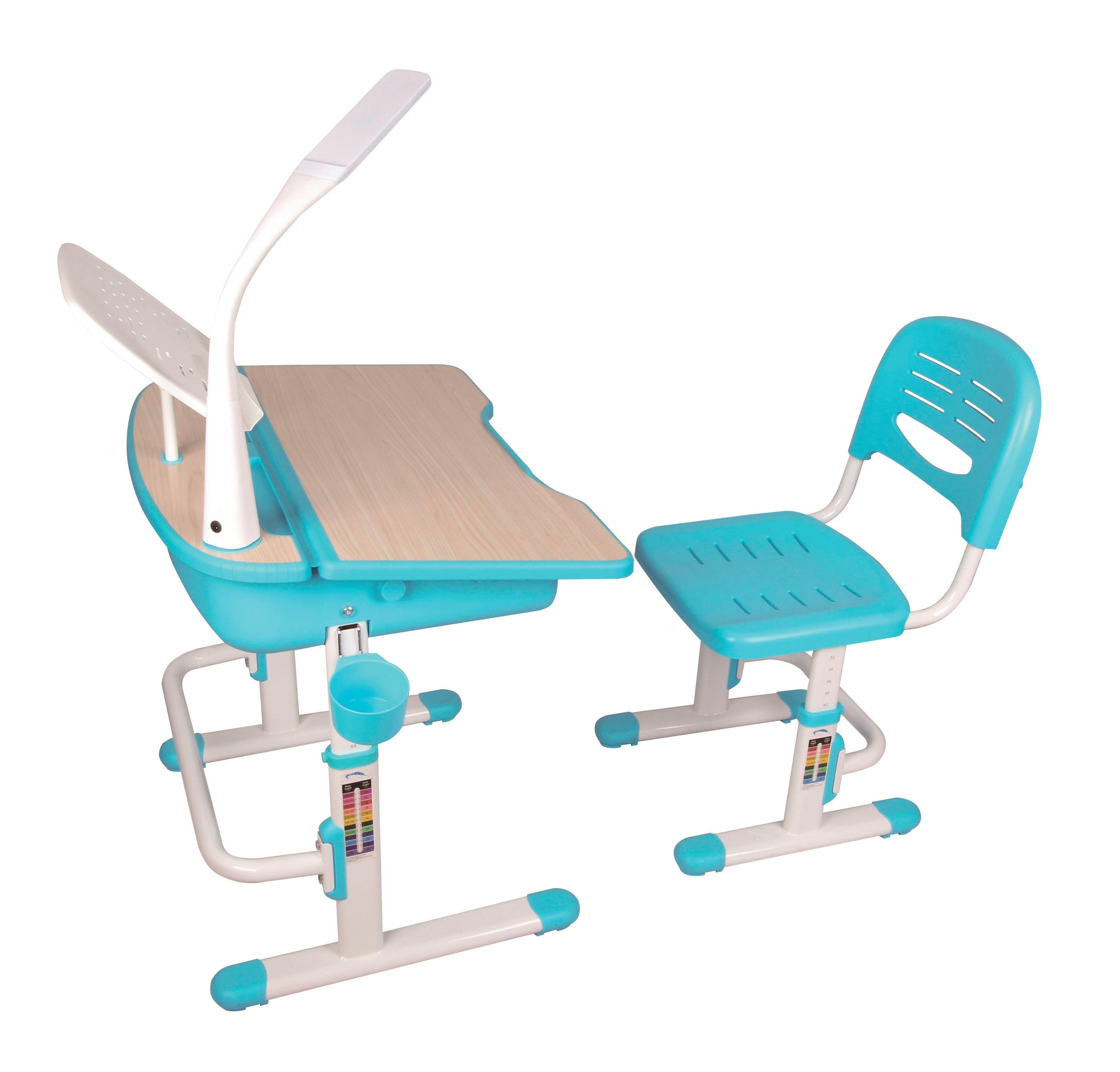 Vipack Kinderschreibtisch »Comfortline«, (Set, mit Stuhl und Beleuchtung), Schülerschreibtisch, ergenomisch höhenverstellbar, mit Stauraumfach