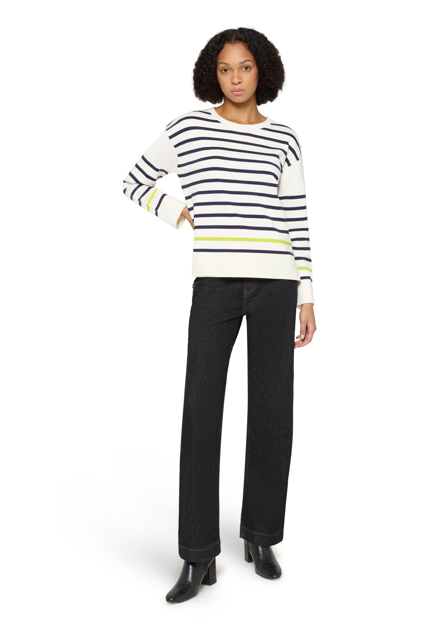 Strickpullover CARTOON "Damen mit Rundhalsausschnitt", Damen, Gr. 44, weiß, blau, Obermaterial: 55% Viskose, 30% Polyester, 15% Polyamid, figurumspielend normal, Rundhals, Pullover Strickpullover 3