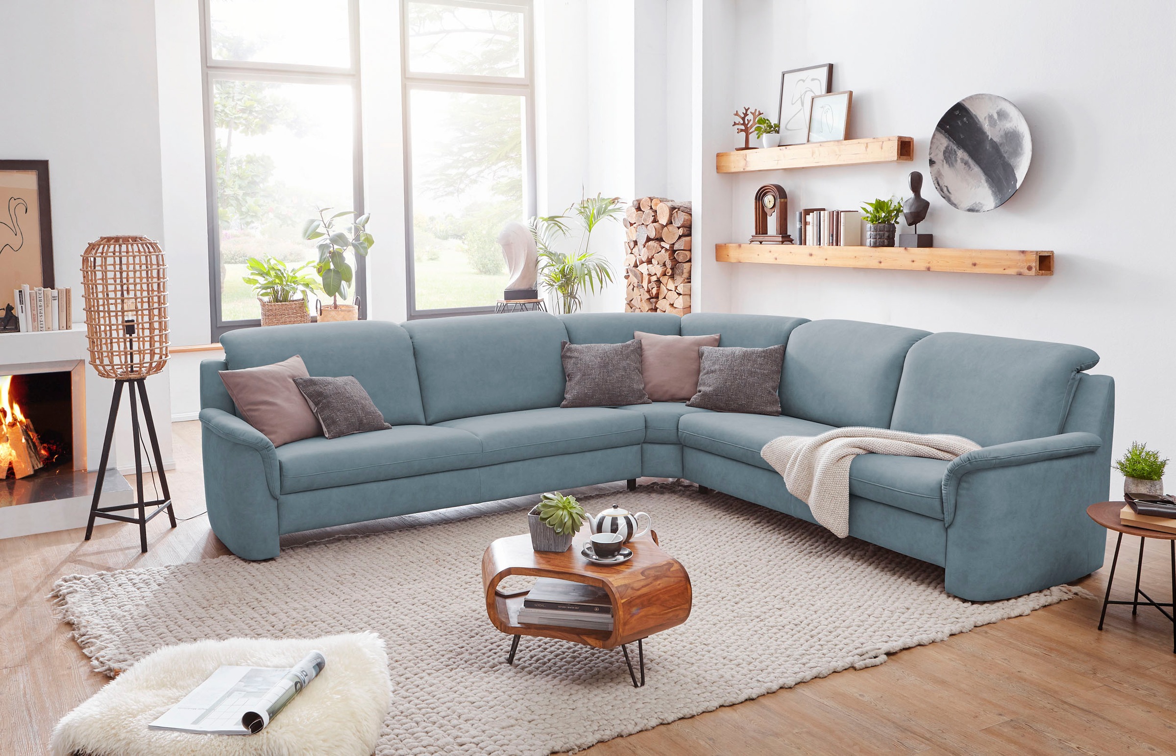 VILLA BECK Ecksofa »Garda L-Form«, (4 St.), inklusive Kopfteilverstellung, Stellmaß 309x277 cm