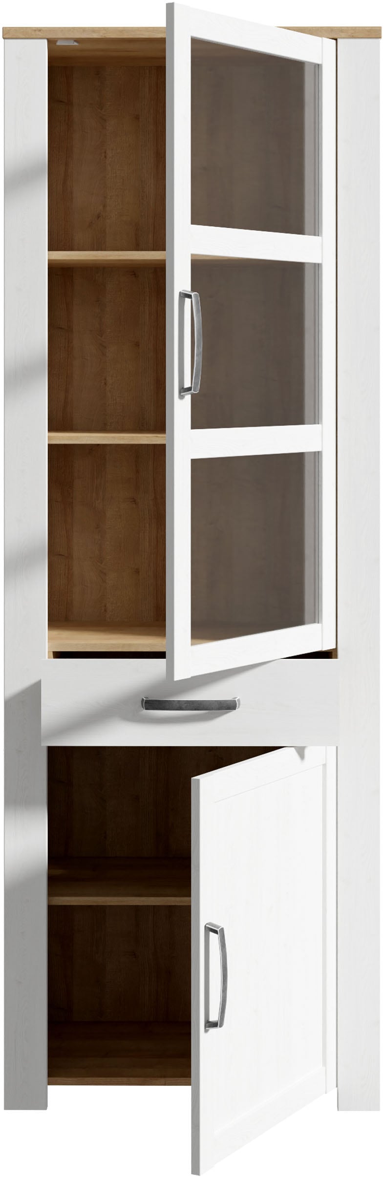 FORTE Highboard »Bohol, Vitrine, 1 Glastüre,1 SK, 1 Türe« B/H/T 71,7/205,4/42 cm Beleuchtung optional bestellbar