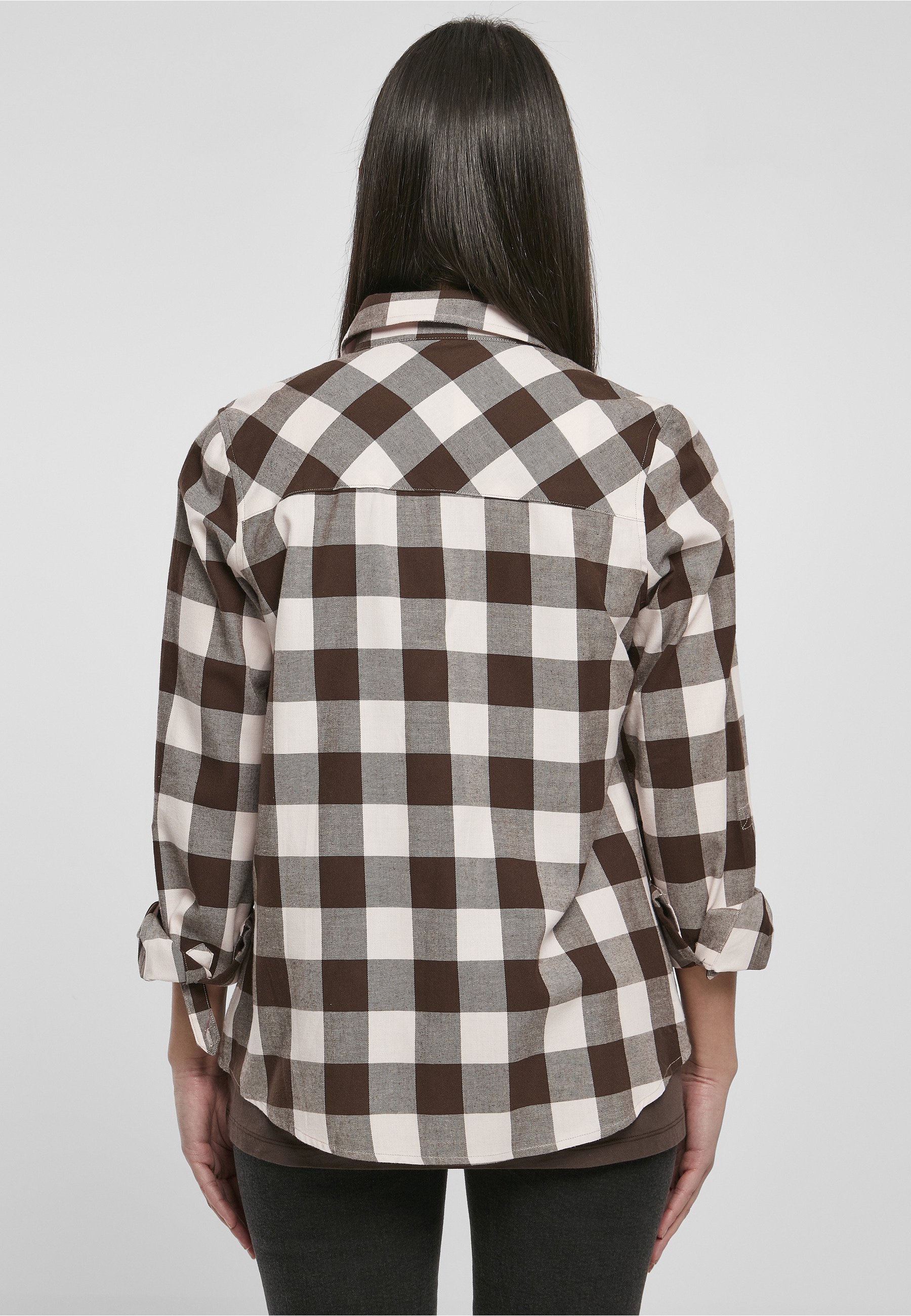 URBAN CLASSICS Kurzarmshirt »Urban Classics Damen Ladies Turnup Checked Flanell Shirt« 1 Stk.