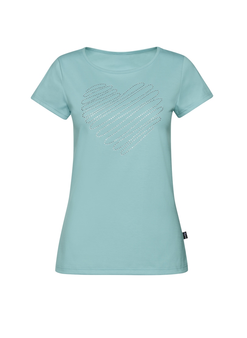 Trigema T-Shirt »TRIGEMA Slim Fit T-Shirt mit glitzerndem Herz-Printmotiv«, (1 tlg.)