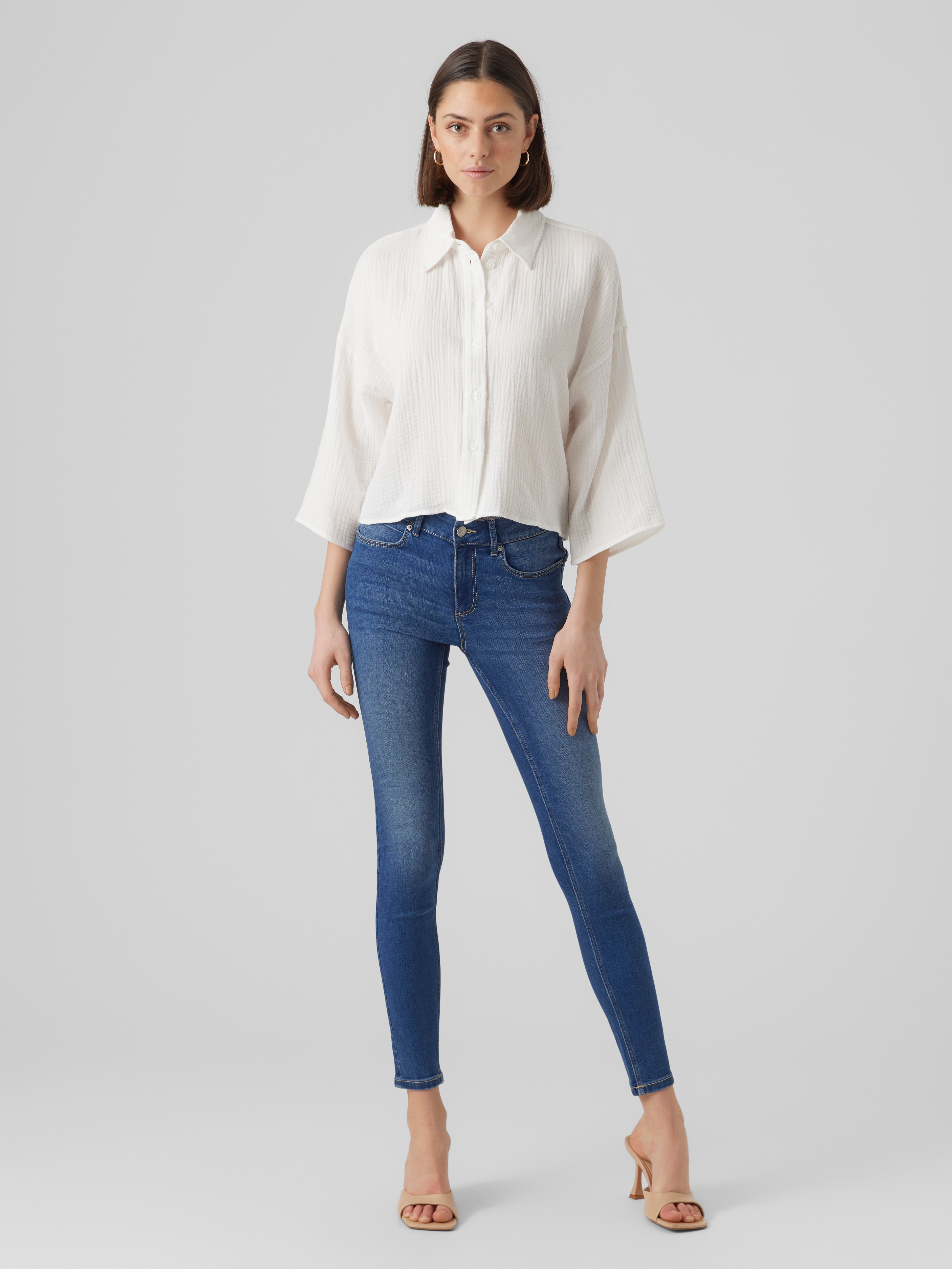 Thumbnail - Vero Moda Hemdbluse "VMNATALI CROP SHIRT WVN NOOS" Baumwolle, loose fit