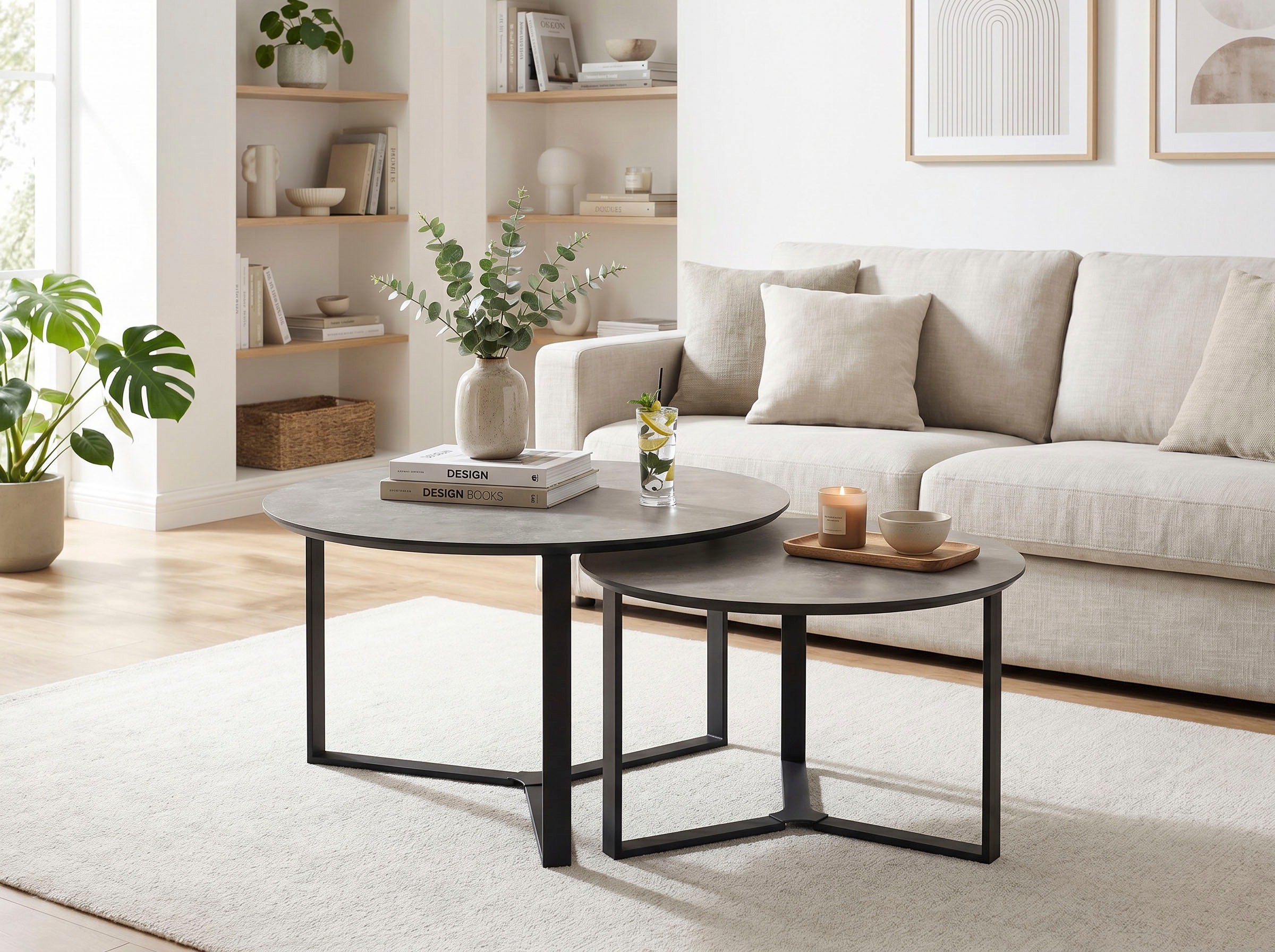 HELA Couchtisch "MASSA" Set, 2 Stk. tlg. 2er Set, Gestell rechteckig, Melamin mit Schweizer Kante