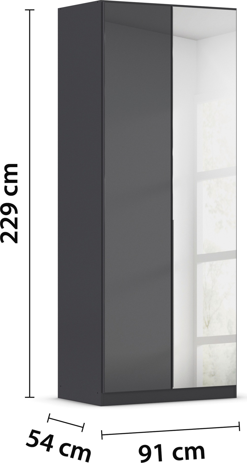 rauch Drehtürenschrank »Kleiderschrank Kleiderschränke Schrank Garderobe AGORDO mit Glasfront«, (in zwei Griff-Farben), durchdachte Innenausstattung, in 6 Breiten und 2 Höhen MADE IN GERMANY