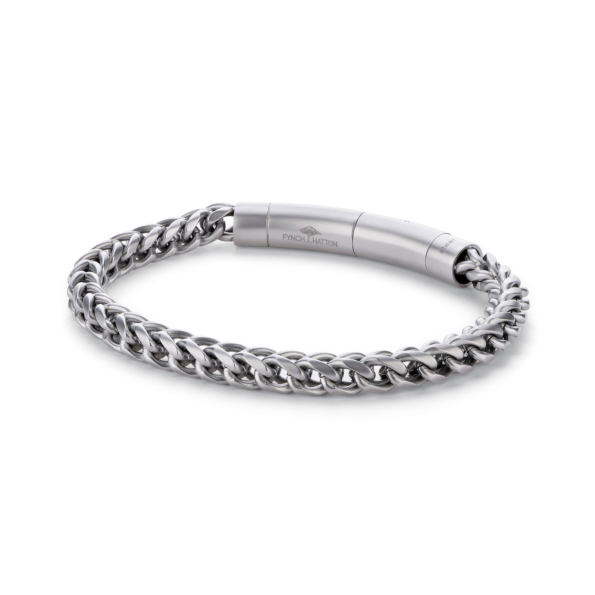 FYNCH-HATTON Herren Armband "Schmuck Edelstahl Armkette The Foxtail Chain Fuchsschwanz", 20,5cm, Edelstahl, silber, Edelstahl, Armbänder