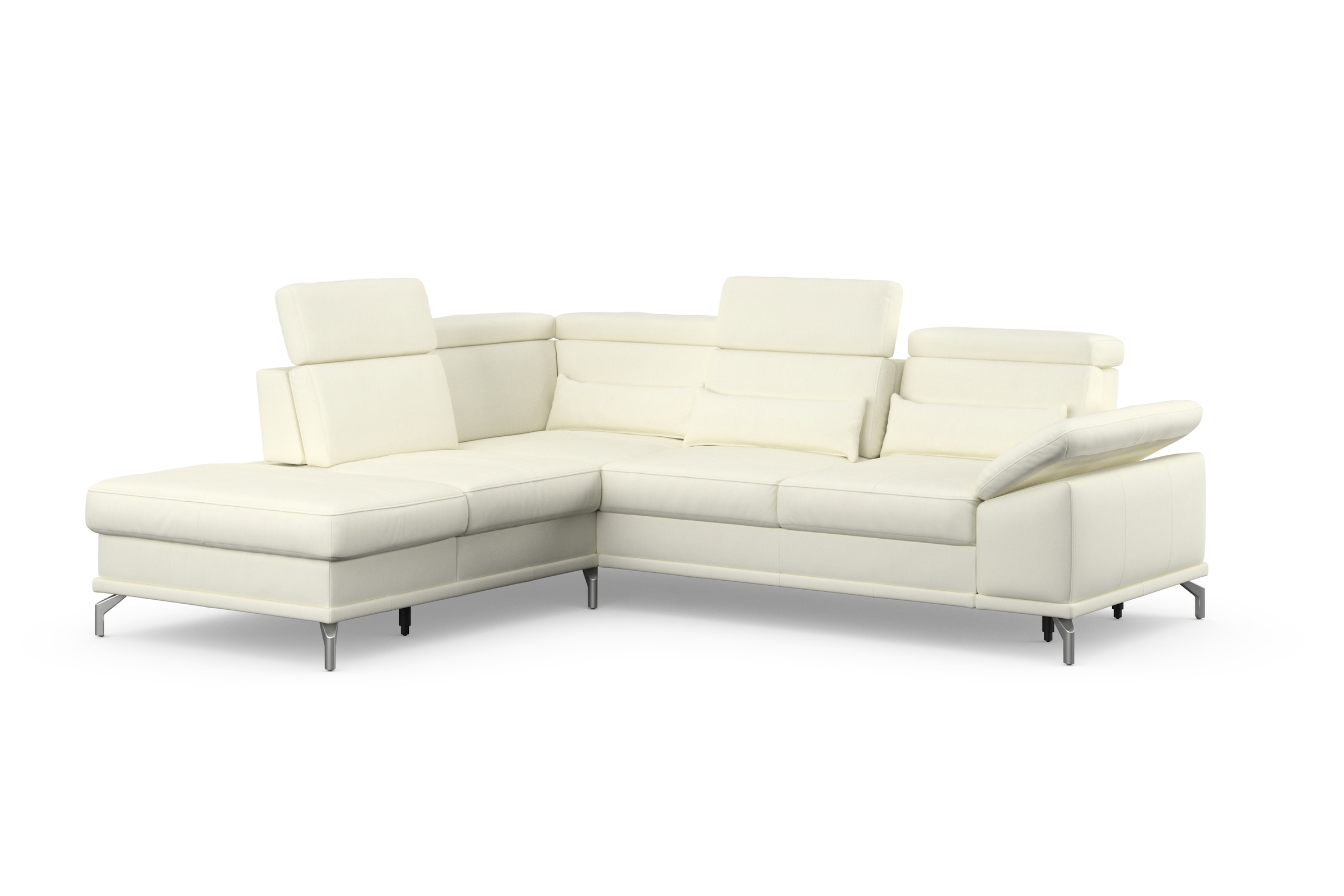 sit&more Ecksofa »Cabrio L-Form, mit Sitztiefenverstellung, Arm- und Kopfteilverstellung«, 3 Nierenkissen, Federkern, optional Bettfunktion und Stauraum