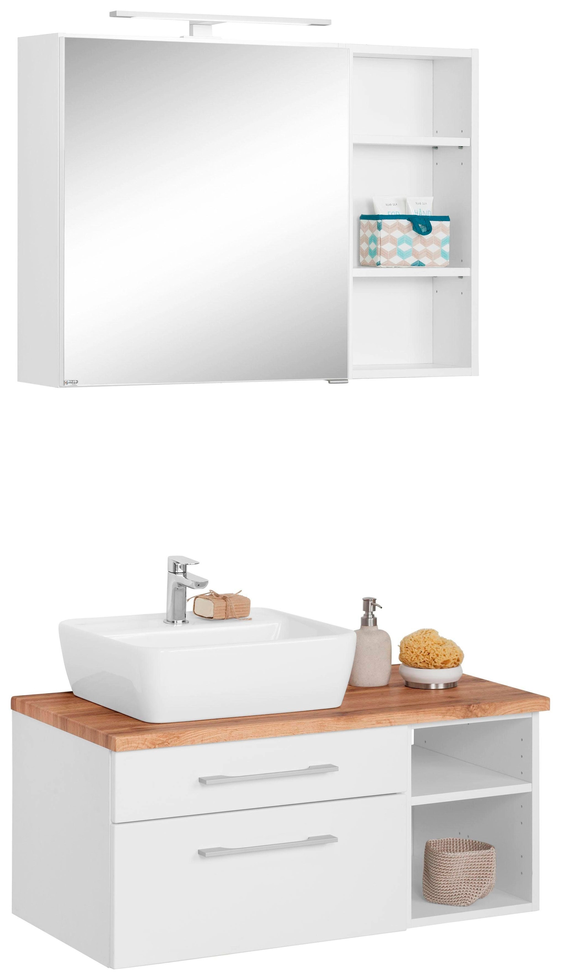 welltime Badmöbel-Set "Davos" 3 Stk. tlg. Spiegelschrank, Regal und Waschti günstig online kaufen