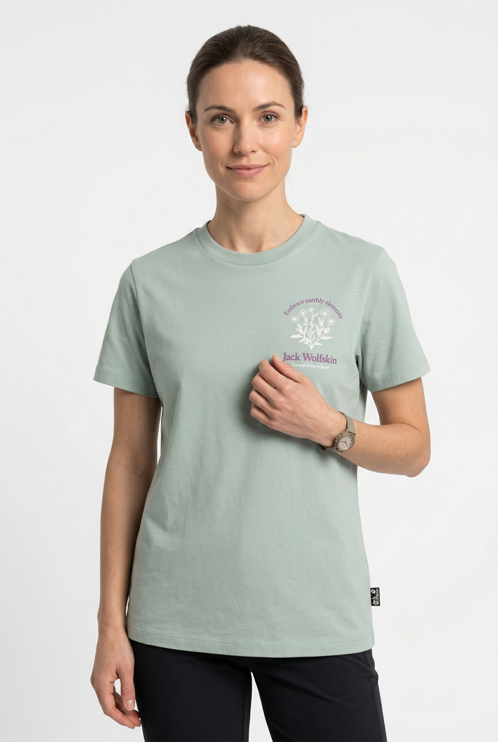 Jack Wolfskin T-Shirt "CAREFREE T W" Kurzarm-Design, mit Rundhalsausschnitt, ohne Verschluss, aus Baumwolle