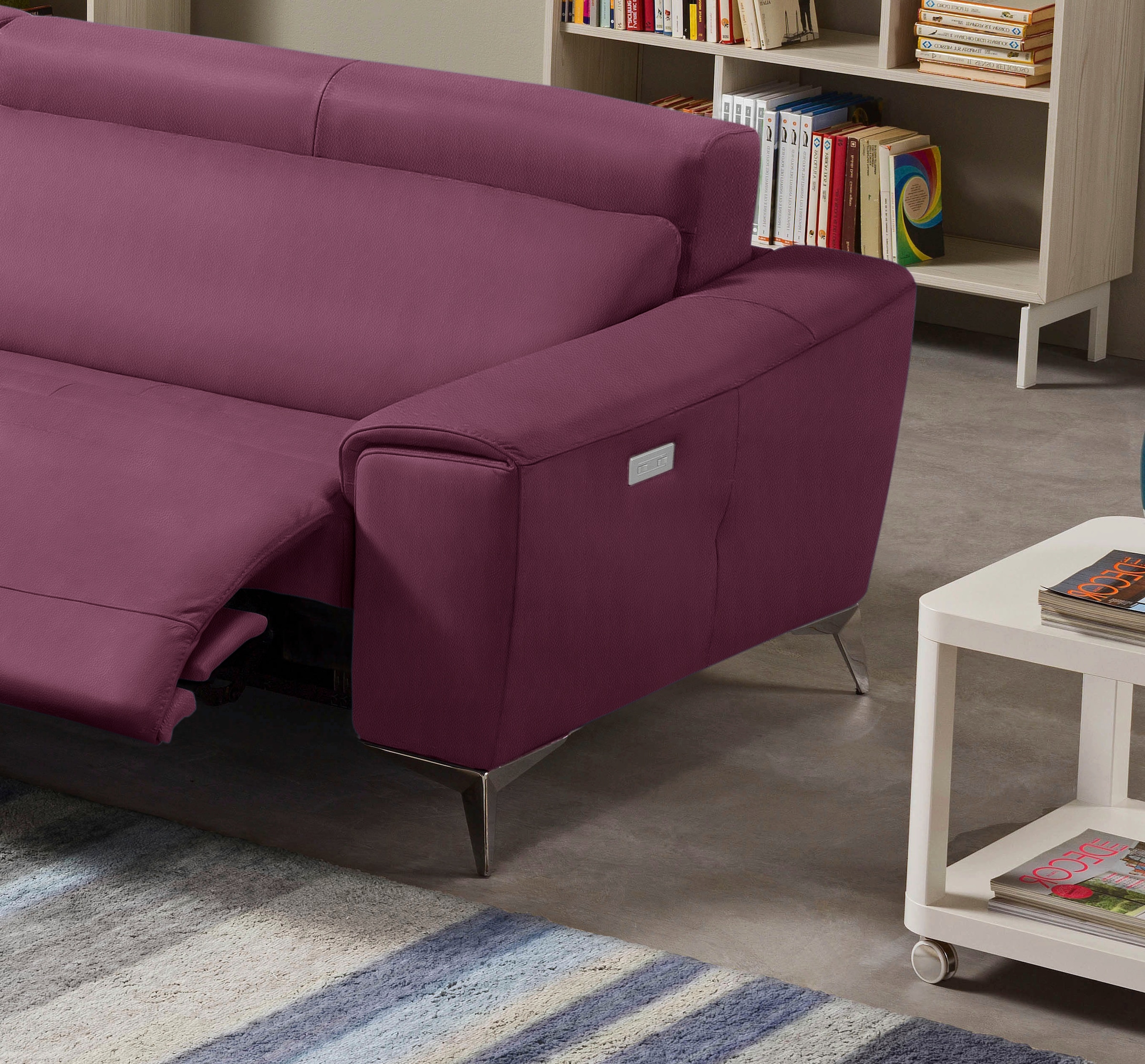 Egoitaliano Ecksofa »Suzette, Designsofa mit hohem Sitzkomfort«, mit Recamiere, inkl. 1 elektronischen Relaxfunktion, L-Form