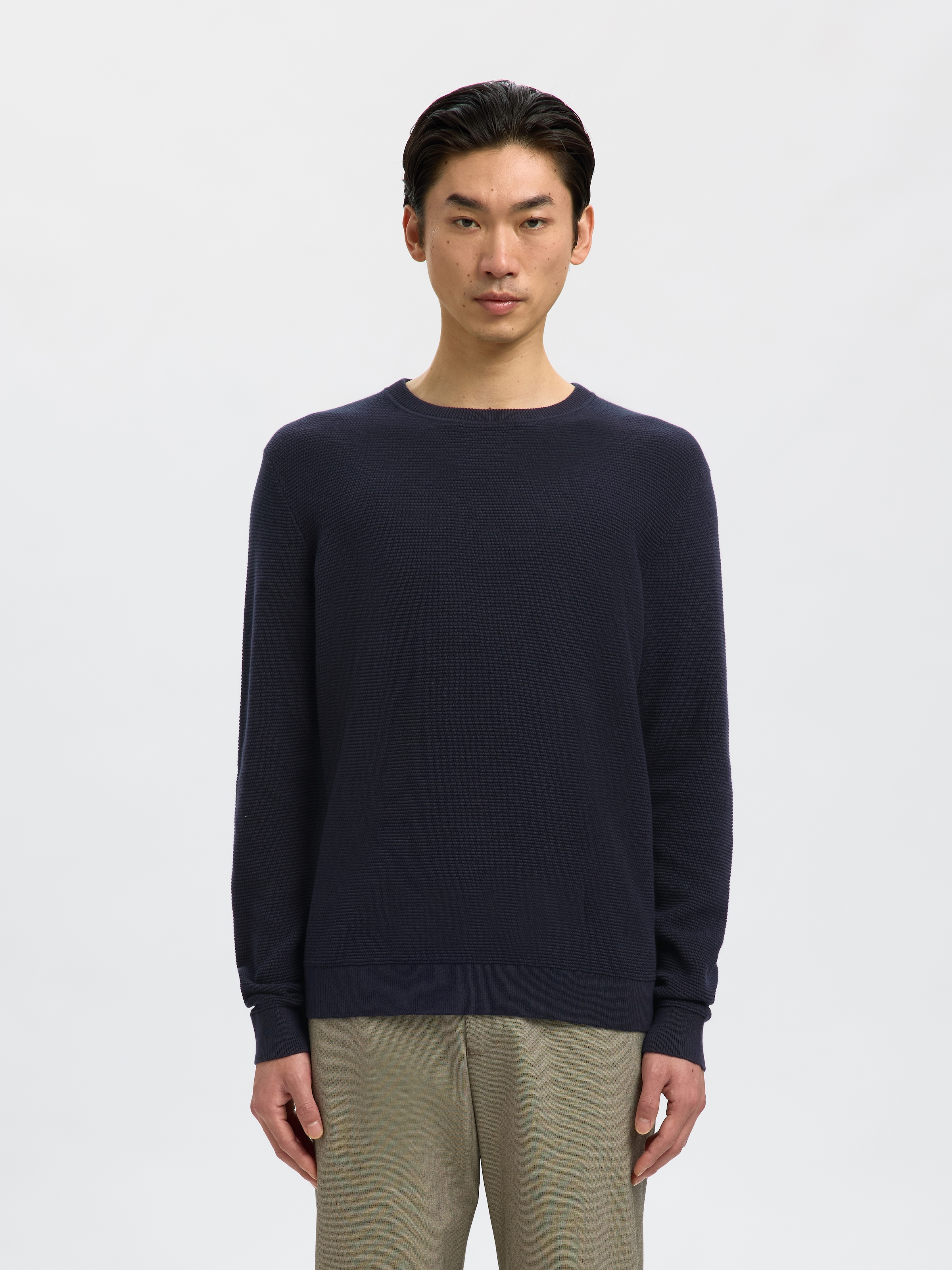 SELECTED Strickpullover »SLHROSS LS KNIT STRUCTURE CREW NECK NOOS«