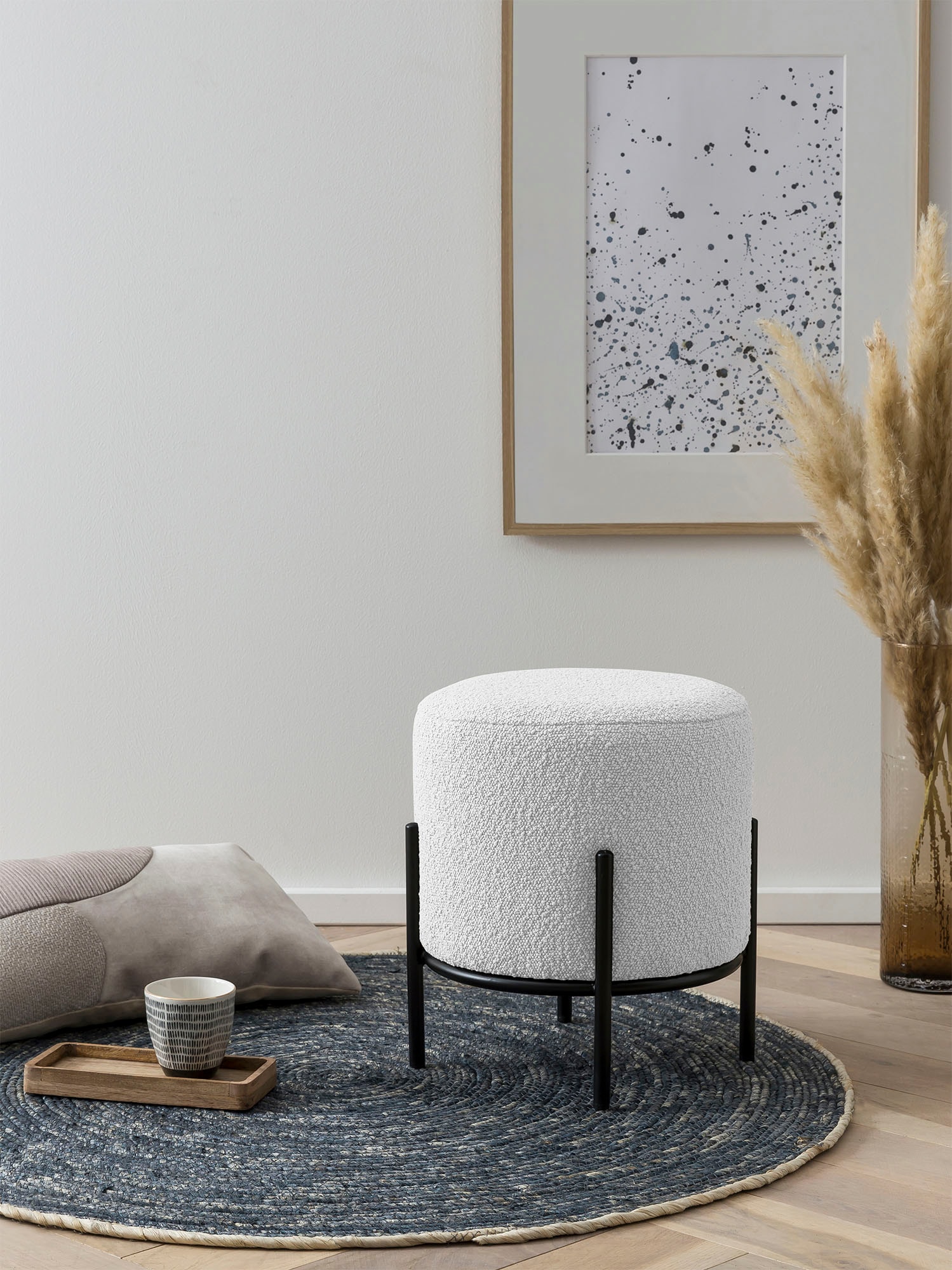 SalesFever Polsterhocker "Komfortabler Polsterhocker" mit Design-Gestell au günstig online kaufen