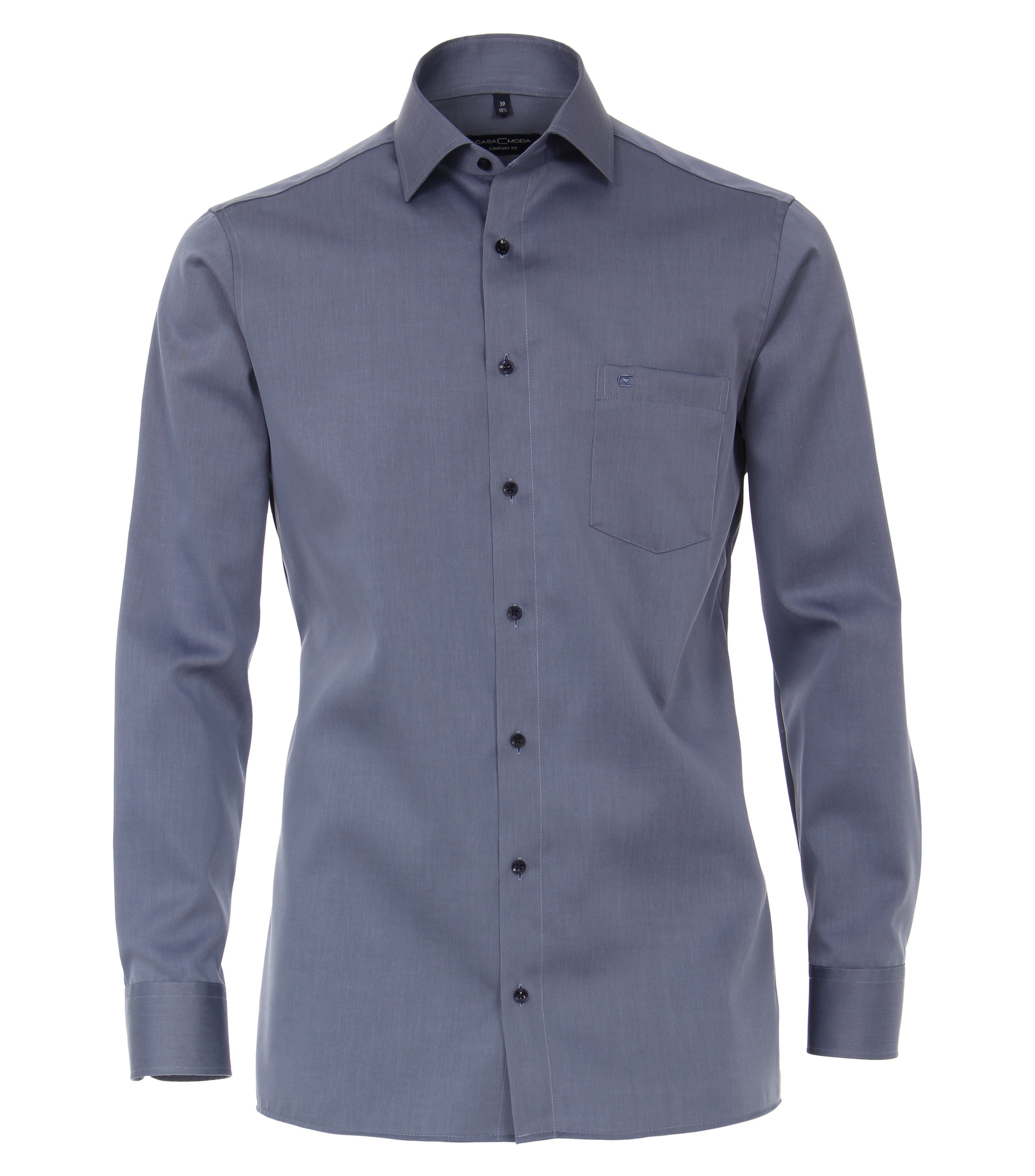 Businesshemd CASAMODA "CASAMODA Businesshemd uni", Herren, Gr. 40, Normalgrößen, blau (mittleres dunkelblau), 100% Baumwolle, unifarben, comfort fit, Hemden
