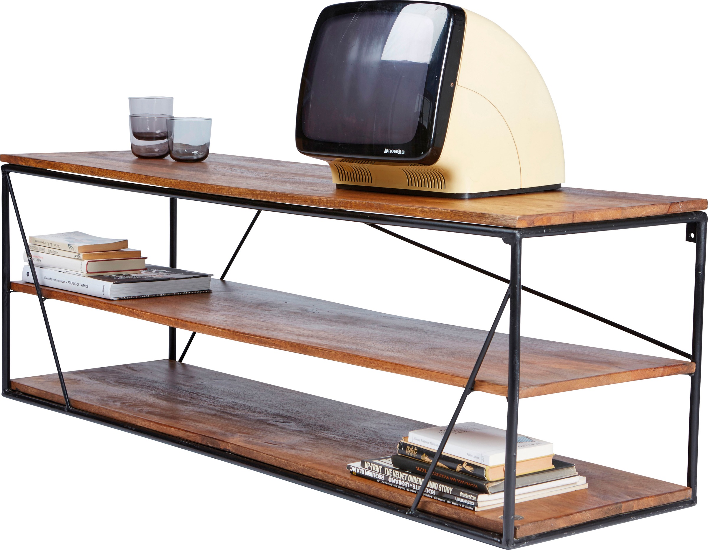 SIT Lowboard "Rüdesheim aus Mangoholz mit Metallgestell für TV & Wohnzimmer" Vielseitig als TV-Lowboard oder Regal im Industrial-Design