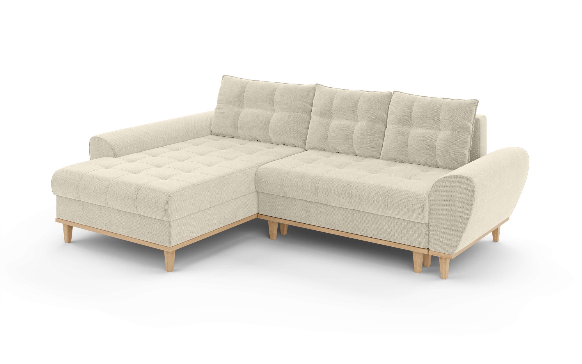 Home affaire Ecksofa »Ahrdorf mit Bettfunktion und Bettkasten, Maße: B/H/T 268/86/175 cm«, L-Form mit 3 Rückenkissen und moderne gerundete Armlehnen