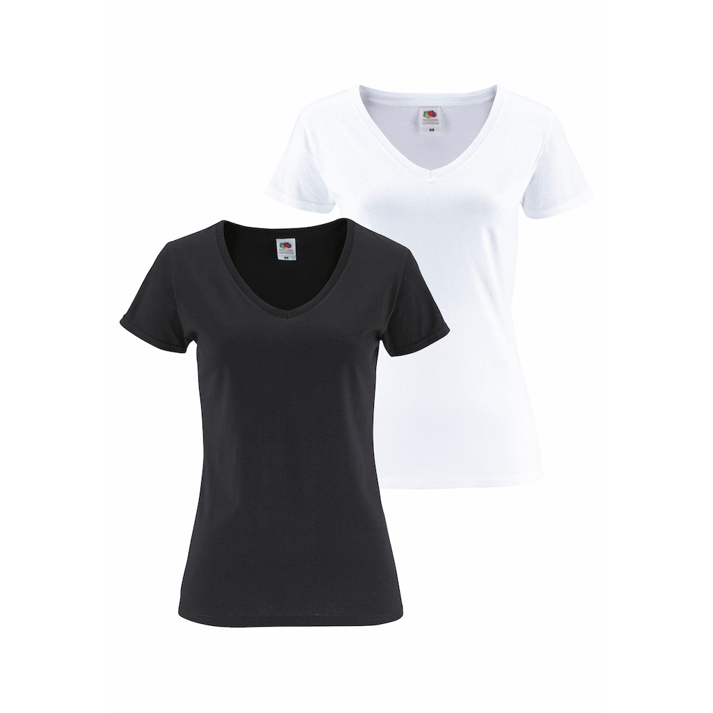 Fruit of the Loom V-Shirt »Lady-Fit Valueweight V-Neck«, (Packung, 2 tlg., 2er-Pack)