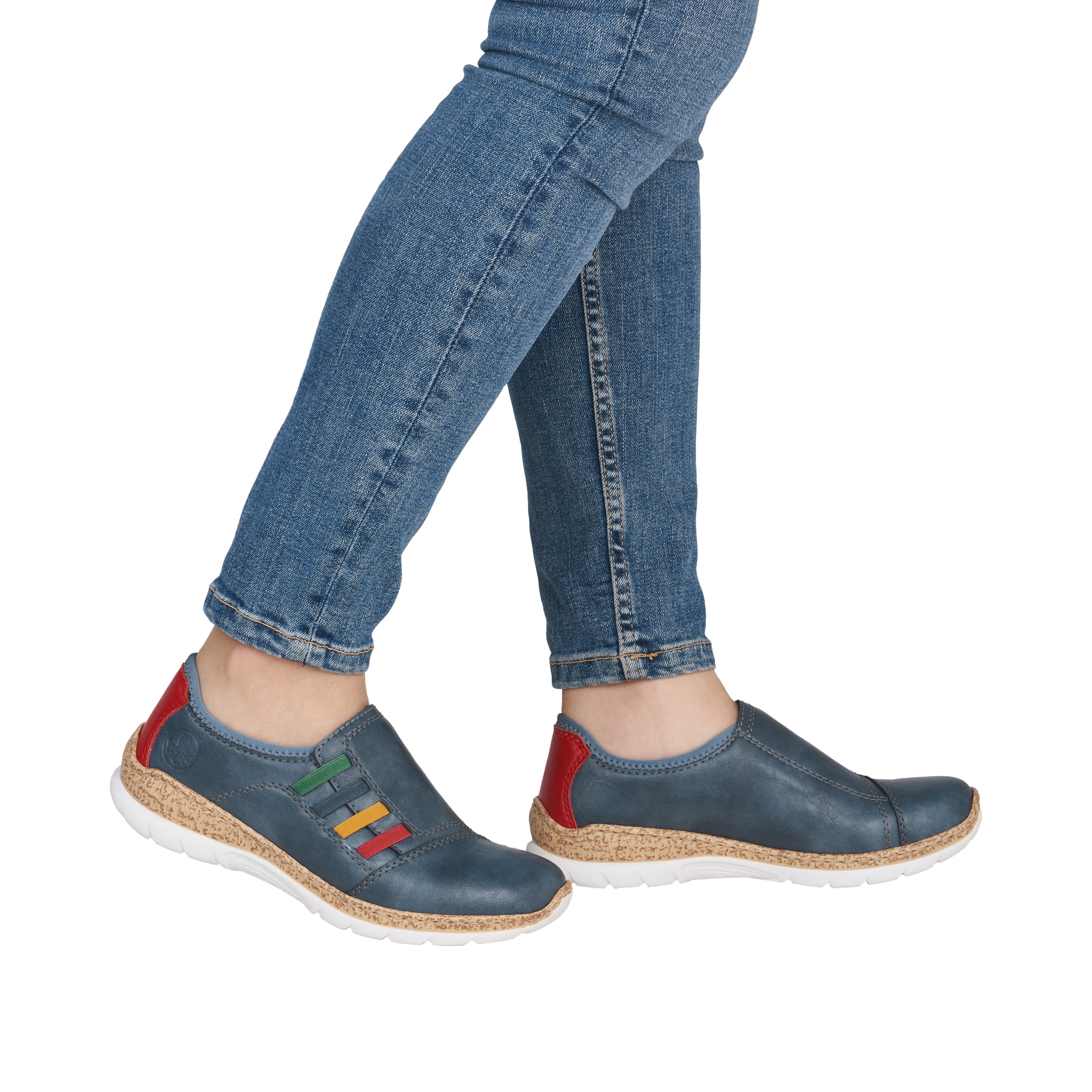 Rieker Slipper Slip-on Sneaker, Schlupfschuh, Halbschuh mit bunten Stretche günstig online kaufen