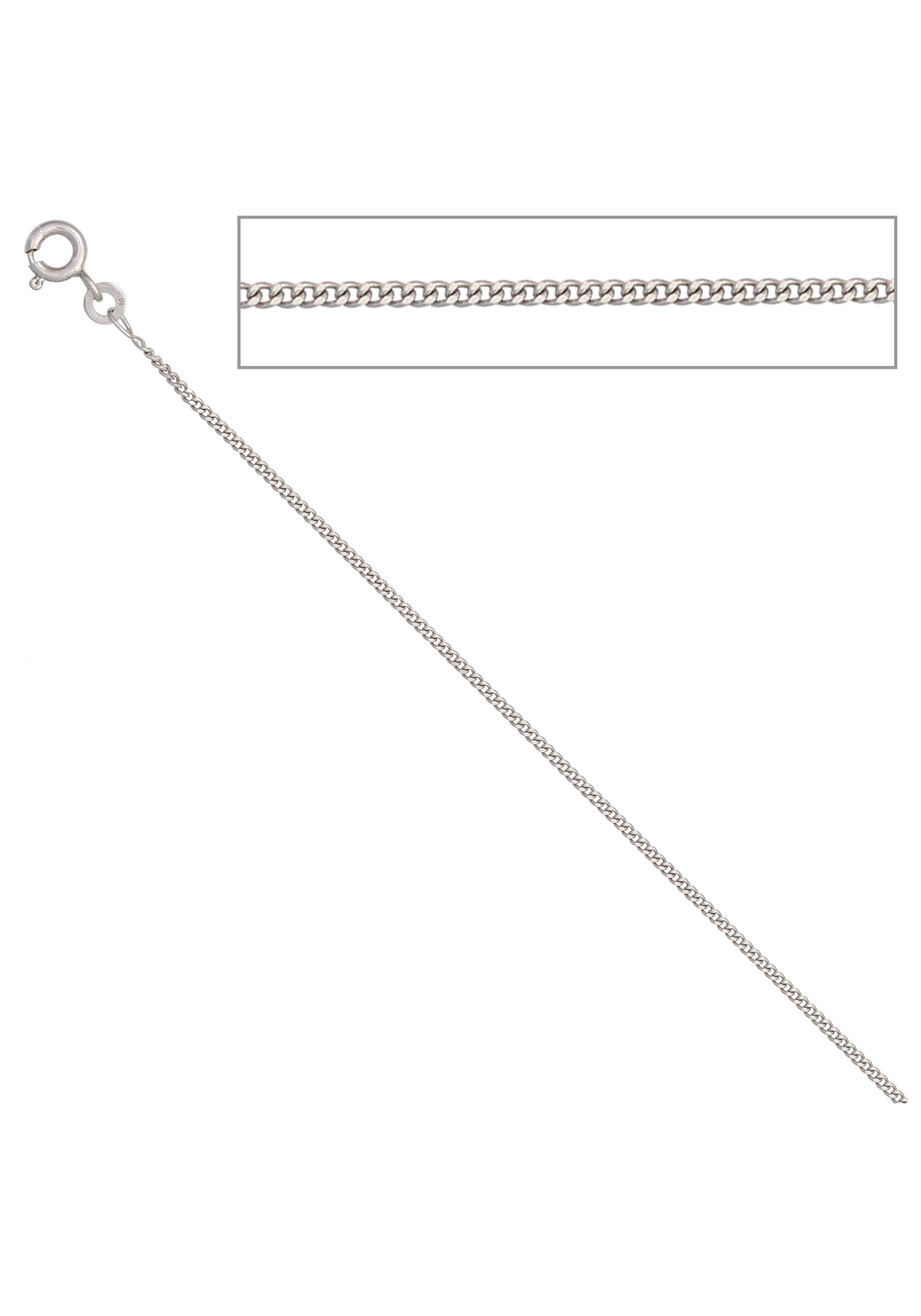 JOBO Goldkette, Panzerkette 585 Weißgold 45 cm 1,3 mm