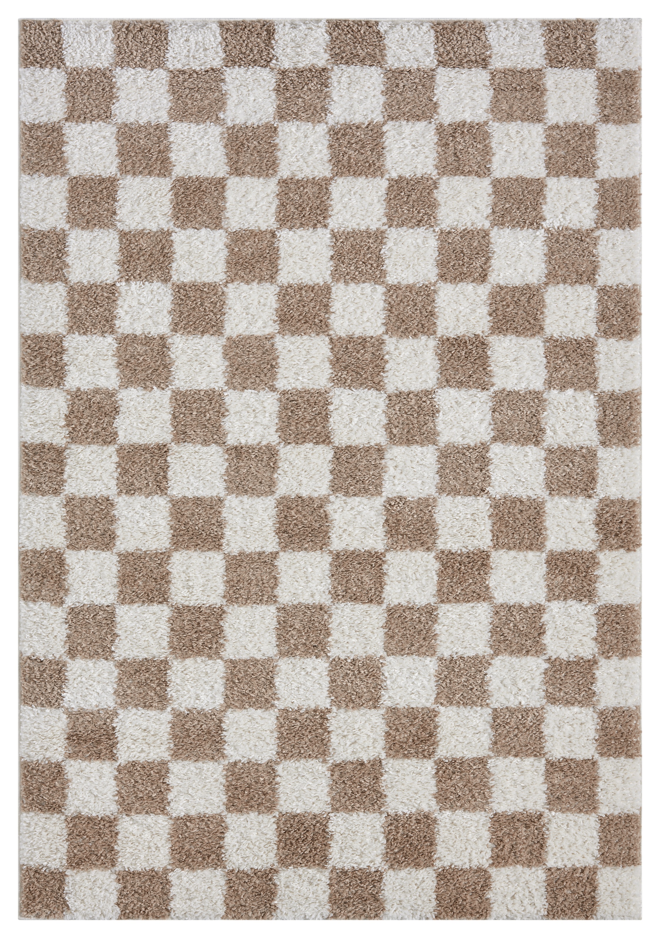 OTTO home Hochflor-Teppich "Kiiki, Karo-Muster" rechteckig 30 mm Höhe Karie günstig online kaufen