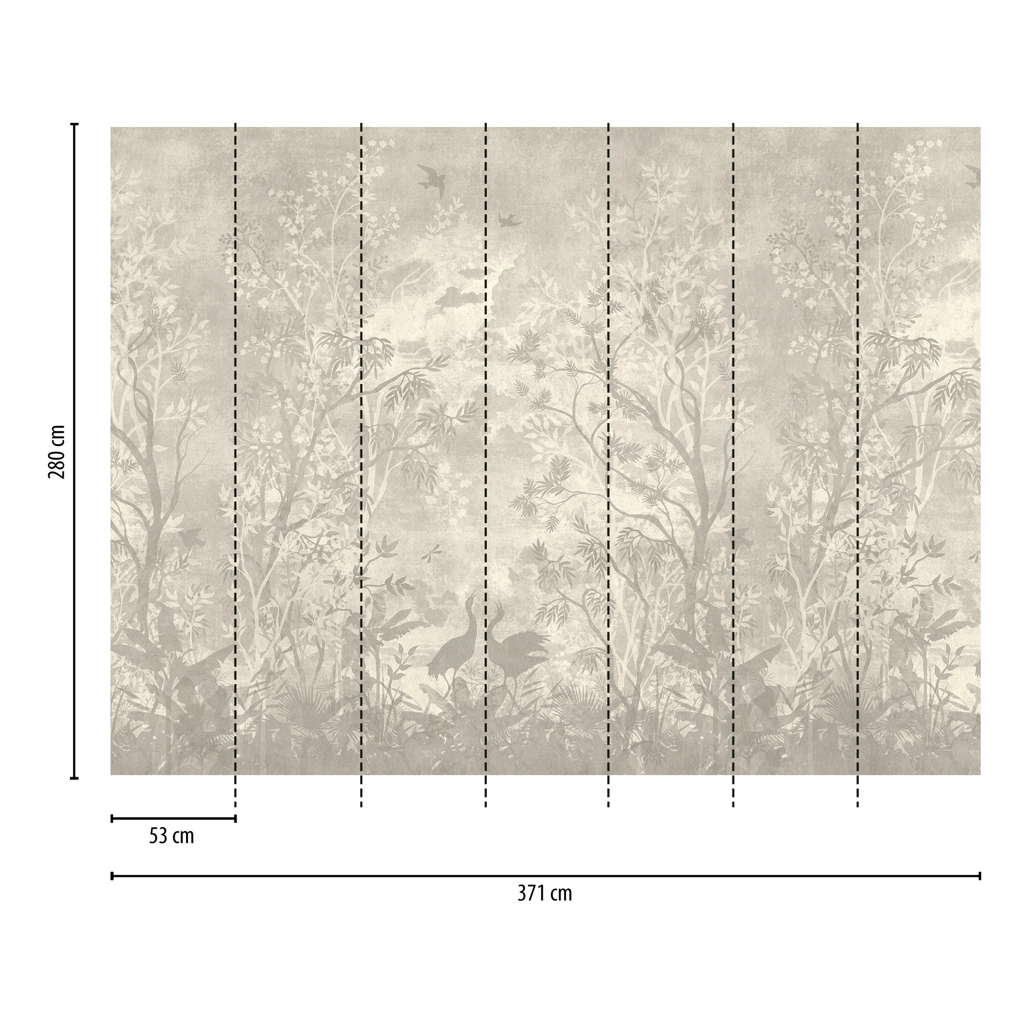 living walls Fototapete »THE WALL III Dschungel-Tapete Motivtapete Baum Tiere«, matt, Vliestapete floral für Schlafzimmer Küche Wohnzimmer Dschungel Design