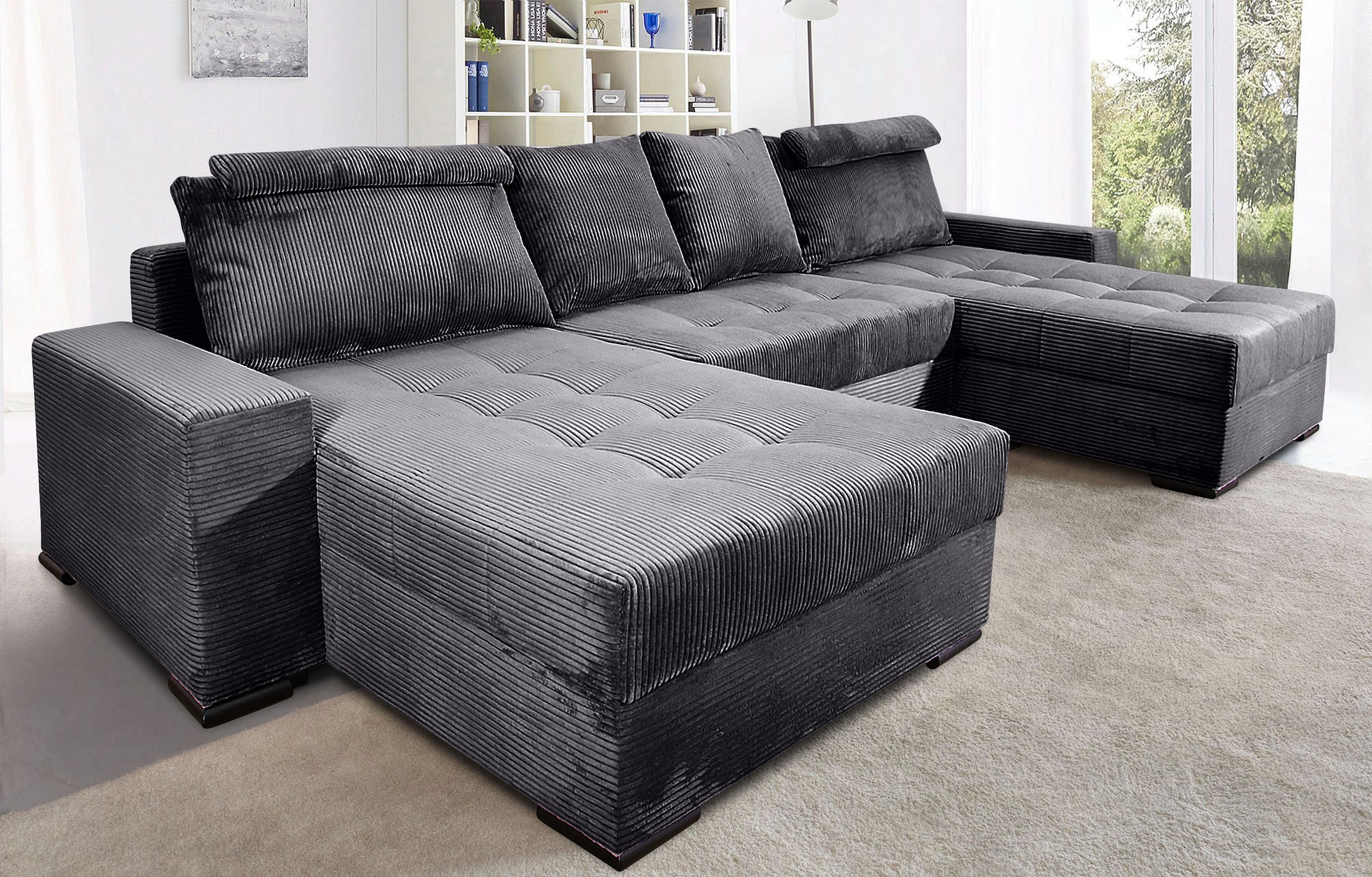COLLECTION AB Wohnlandschaft »XXXL-Josy Relax U-Form Breite 352 cm, mit 2 gleich großen Recamieren«, inkl. Bettfunktion, Bettkasten, mit 4 Rückenkissen in zwei Größen