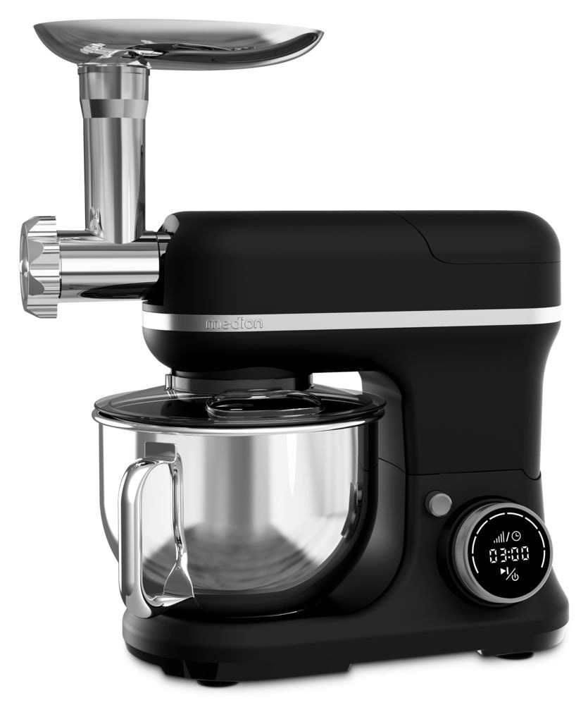 Medion® Küchenmaschine »MD 18430, 8 Geschwindigkeitsstufen, Impulsfunktion, 5L Rührschüssel«, Mit umfangreichem Zubehör-Set, Mixeraufsatz, Fleischwolf-Aufsatz