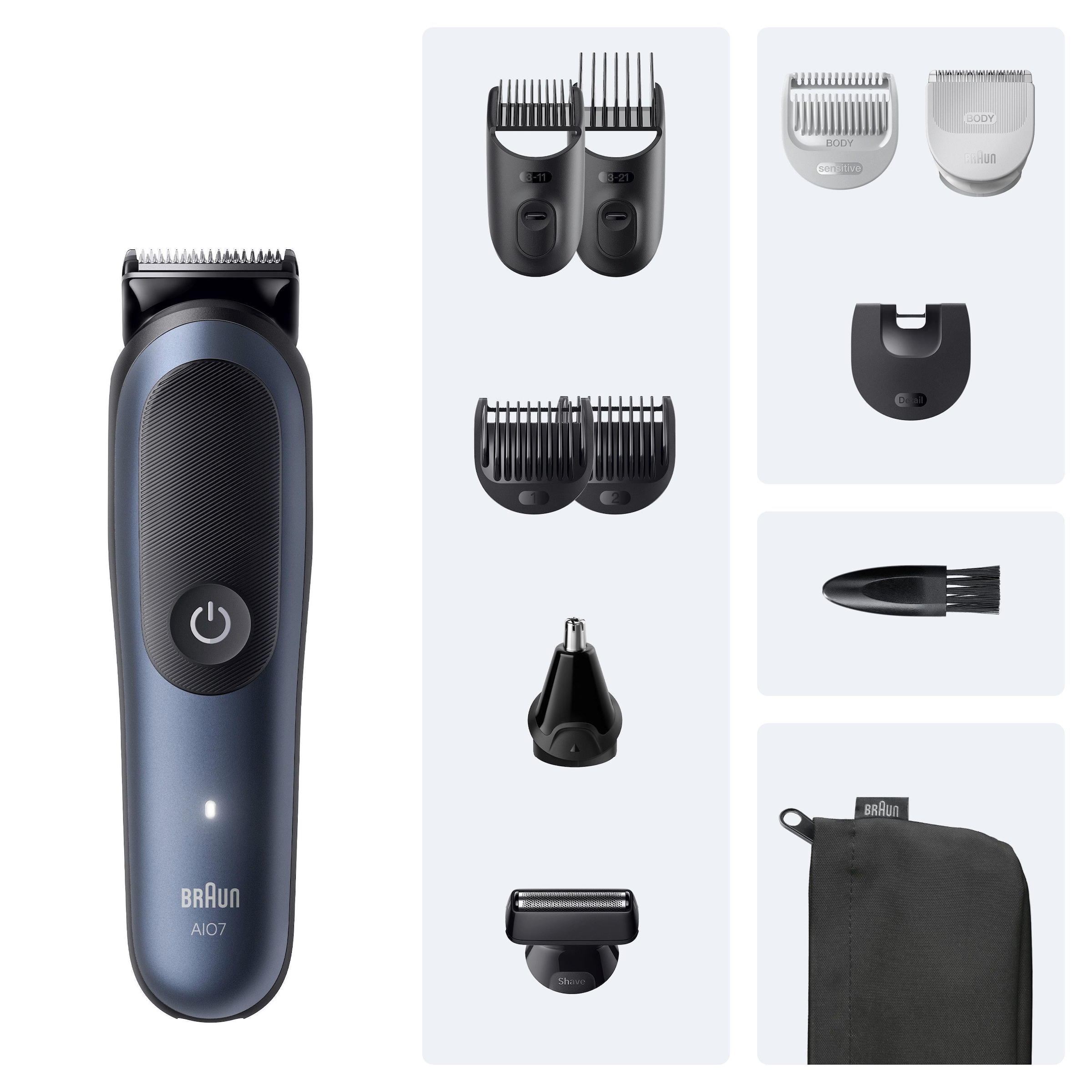 Braun Haarschneider »Braun All-in-One Series 7, 11-in-1 Groomingset«, 120 Min Akku, SkinGuard-Technologie, AquaGrip für Unterwassernutzung