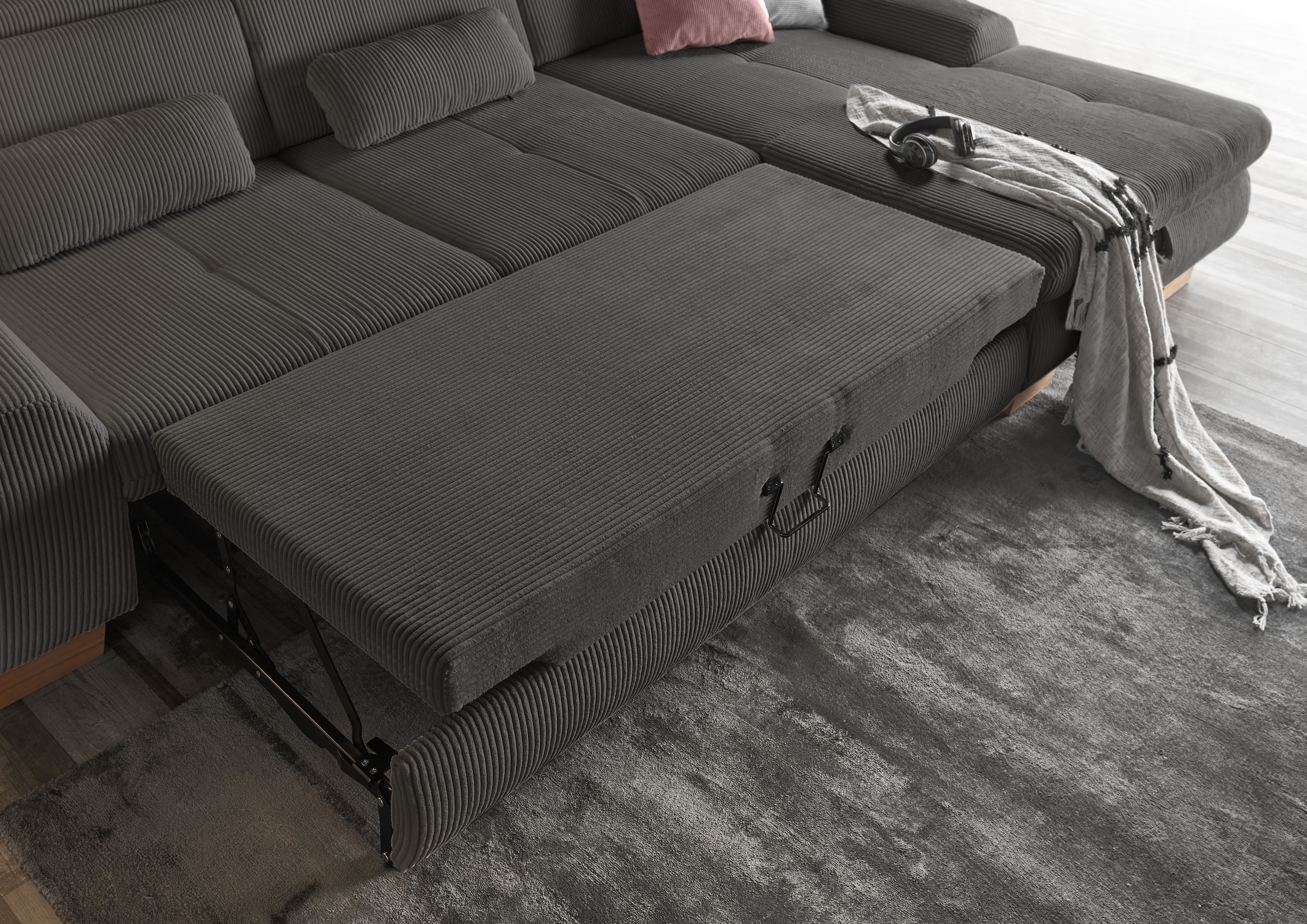 set one by Musterring Ecksofa »SO 3400«, mit Canape und verschiedenen Funktionen, Kaltschaum, B307 x T195 cm