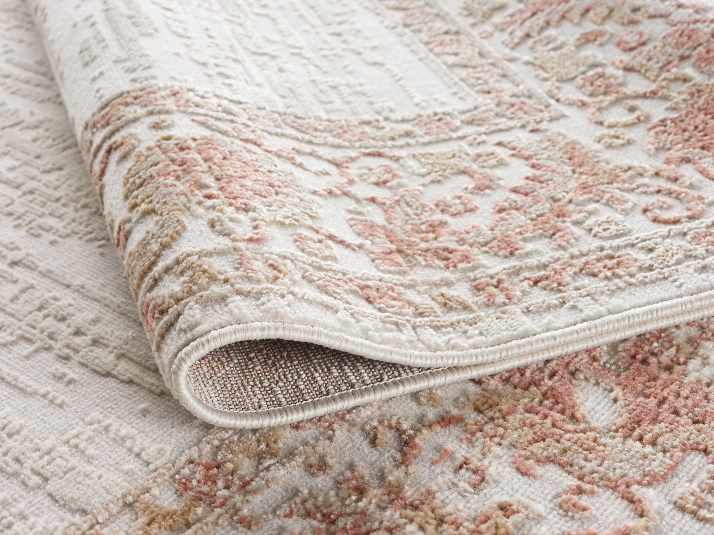 OTTO home Teppich »Fennia, Blumen-Motiv« rechteckig 7 mm Höhe Bordüre, Floral, meliert, Wohnzimmer, Schlafzimmer, Esszimmer