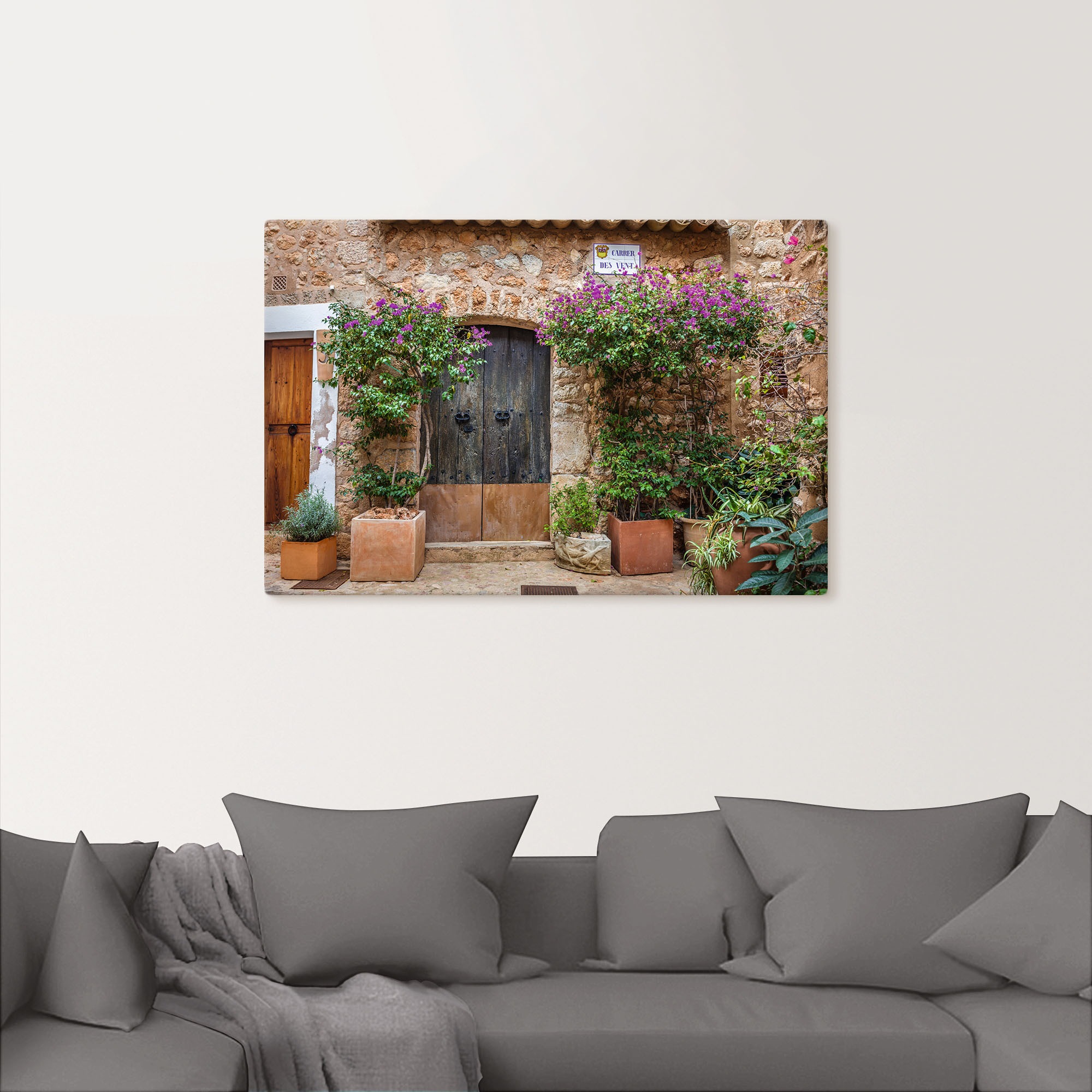 Artland Leinwandbild »Altstadtgasse im Dorf Fornalutx Mallorca«, Fenster & Türen, (1 St.), auf Keilrahmen gespannt