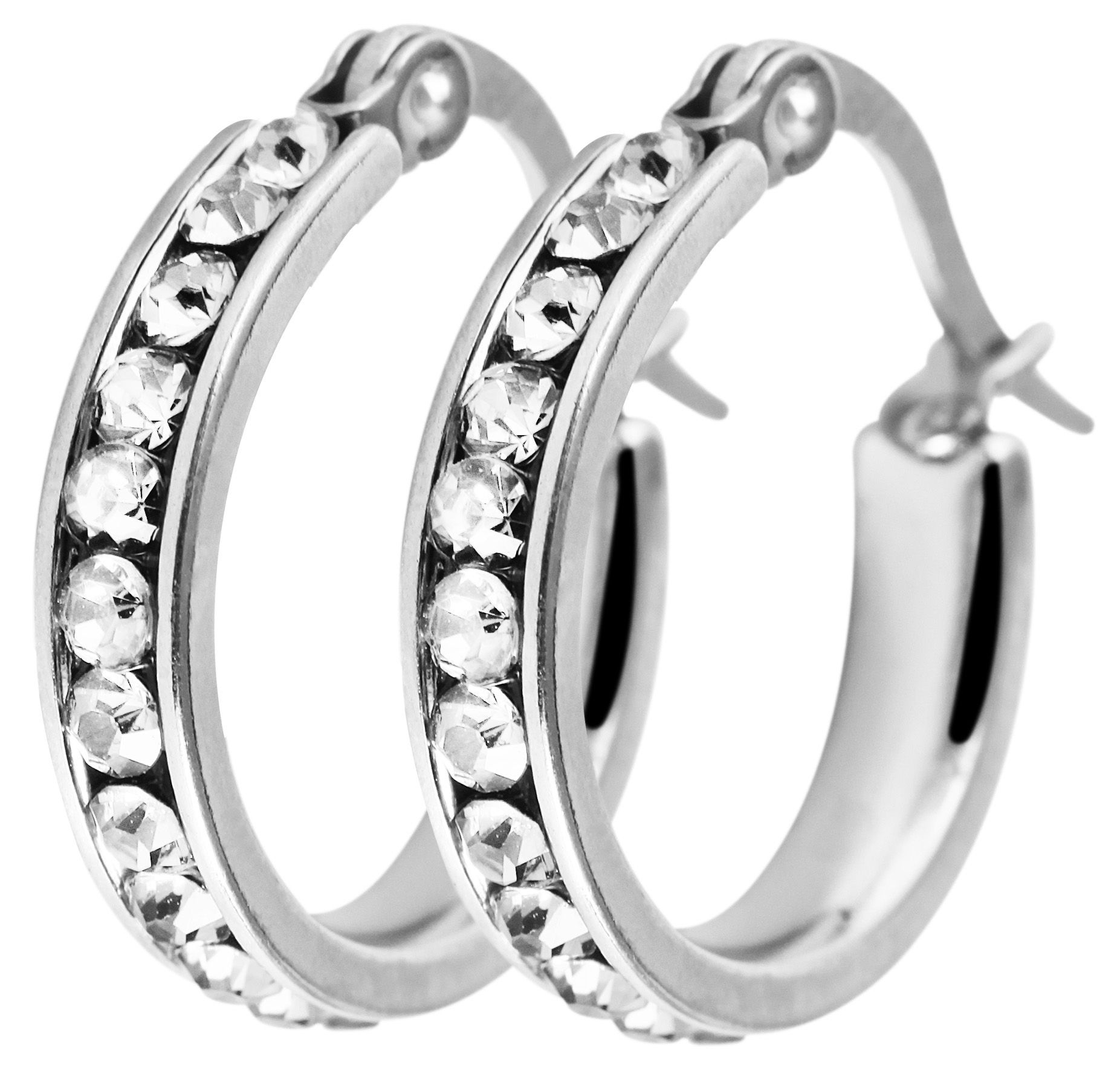 Adelia´s Paar Creolen "Damen Ohrringe – Creole aus Edelstahl mit Strass Ste günstig online kaufen