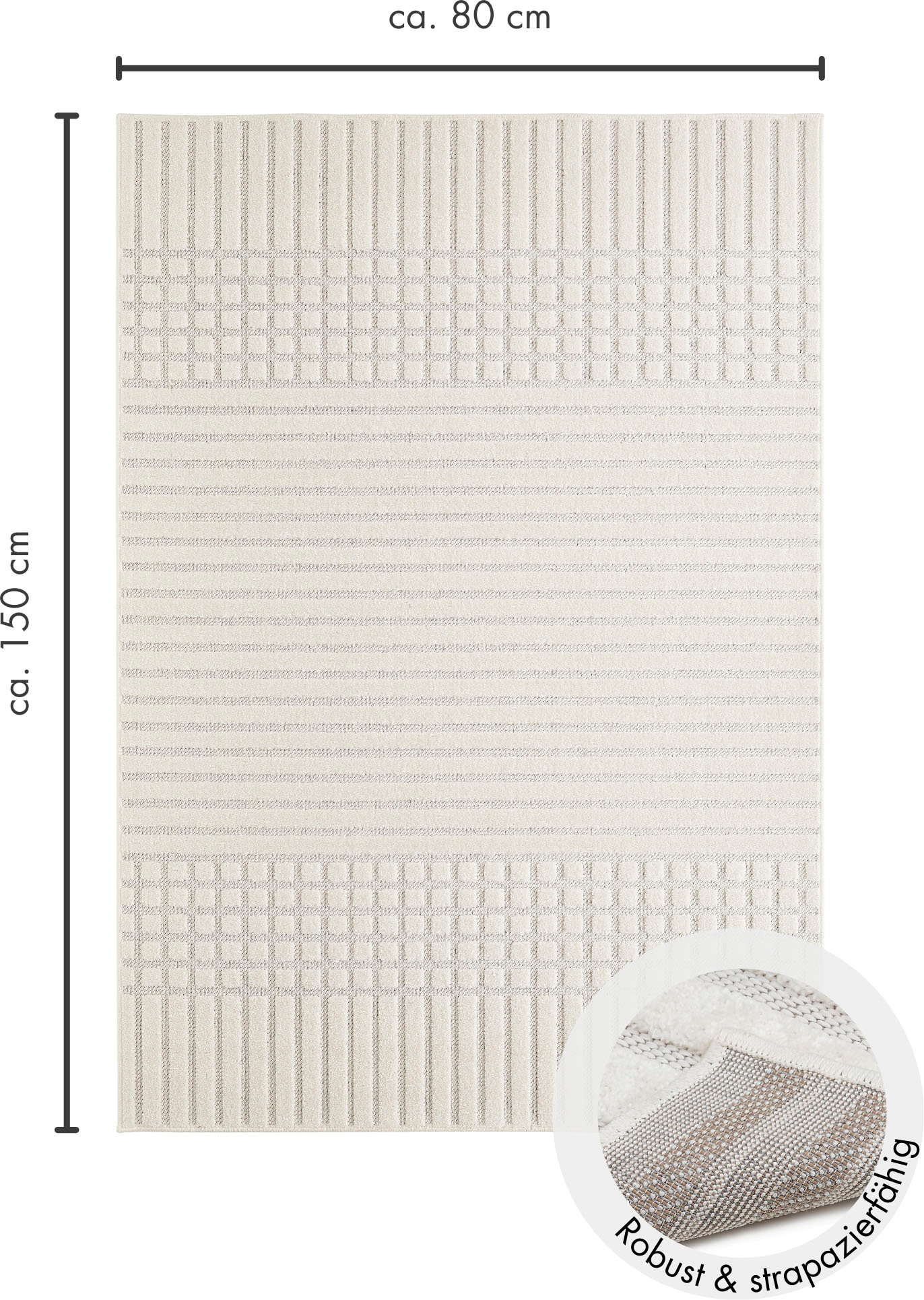 Andiamo Teppich »La Rochelle«, rechteckig, 7 mm Höhe, Boho-Skandinavischer Stil, Hoch-Tief Effekt, modern, Wohnzimmer