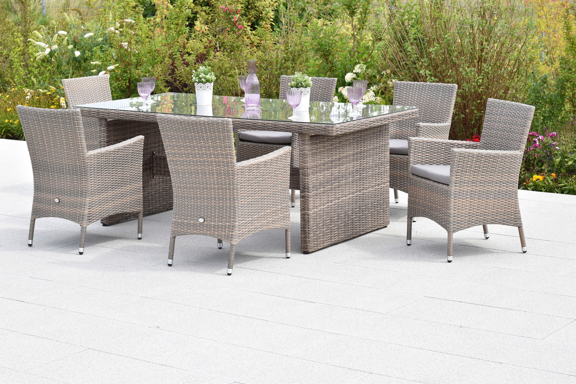MERXX Garten-Essgruppe »Teneriffa« Set, 13 tlg. inkl. 6 Sessel, 6 Auflagen, 1 Tisch
