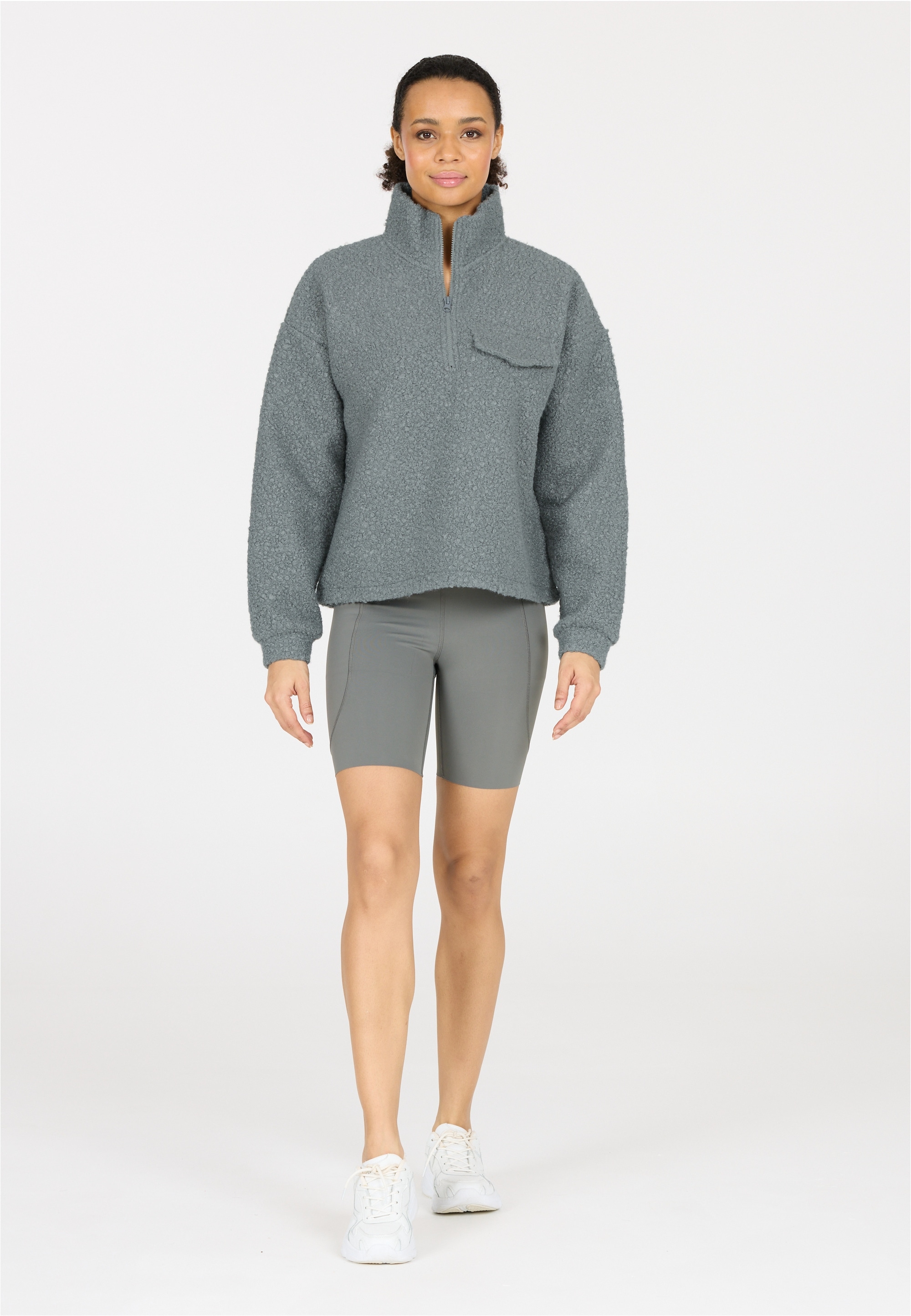 ATHLECIA Strickpullover »Florrie«, mit Teddy-Fleece und halbem Reißverschluss