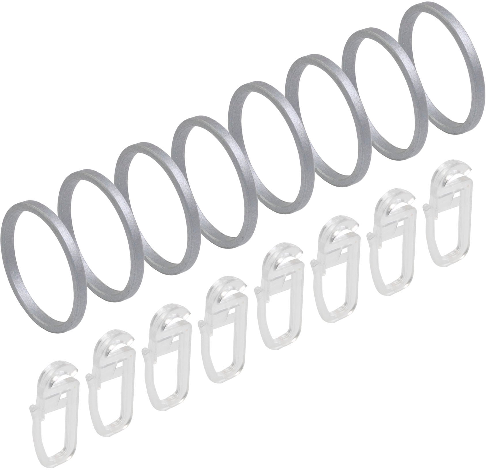 Liedeco Gardinenring »Power«, (Set, 8 St., mit Faltenlegehaken), für Gardinenstangen Ø 28 mm