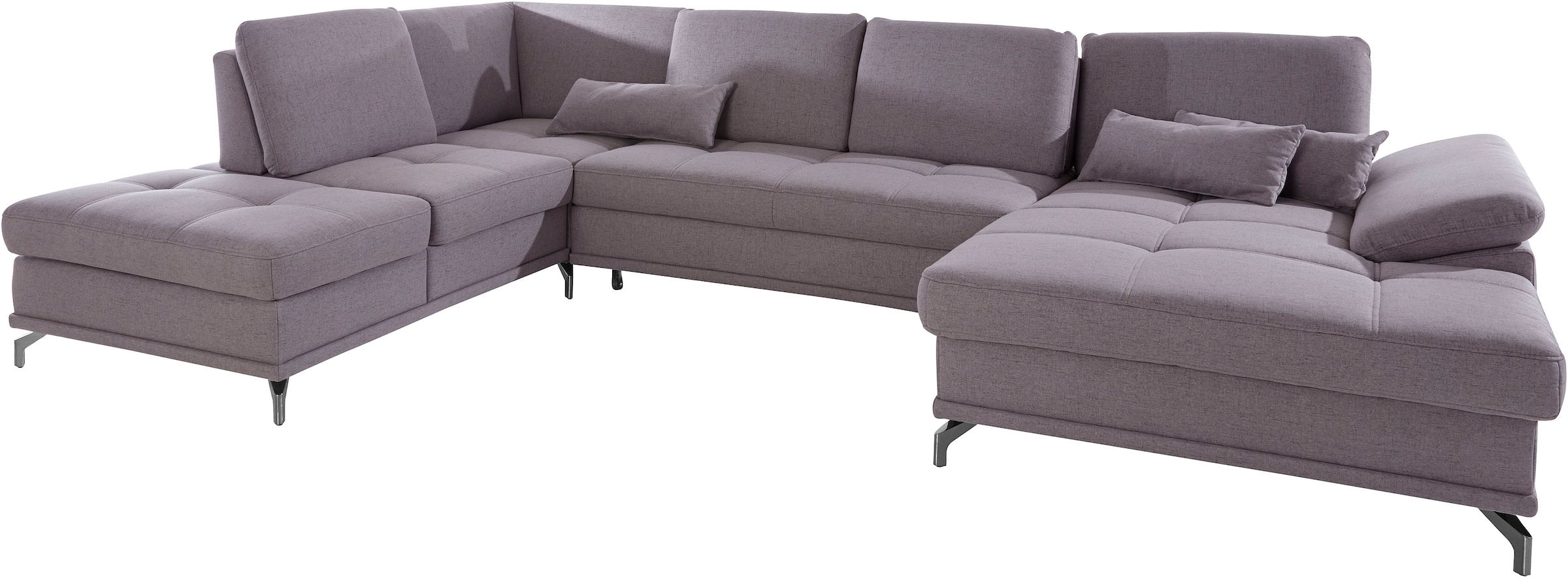Places of Style Wohnlandschaft »Costello U-Form, mit Sitztiefenverstellung, Armteilverstellung und«, 3 Nierenkissen, optional Bettfunktion und Bettkasten