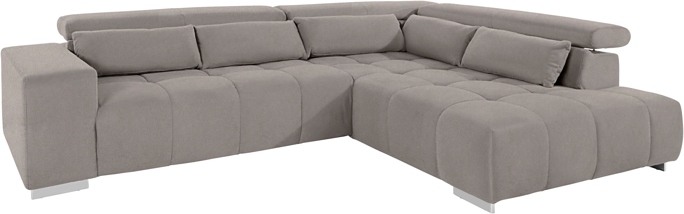 COTTA Ecksofa »Orion L-Form« mit Kopfteilverstellung & 5 Nierenkissen